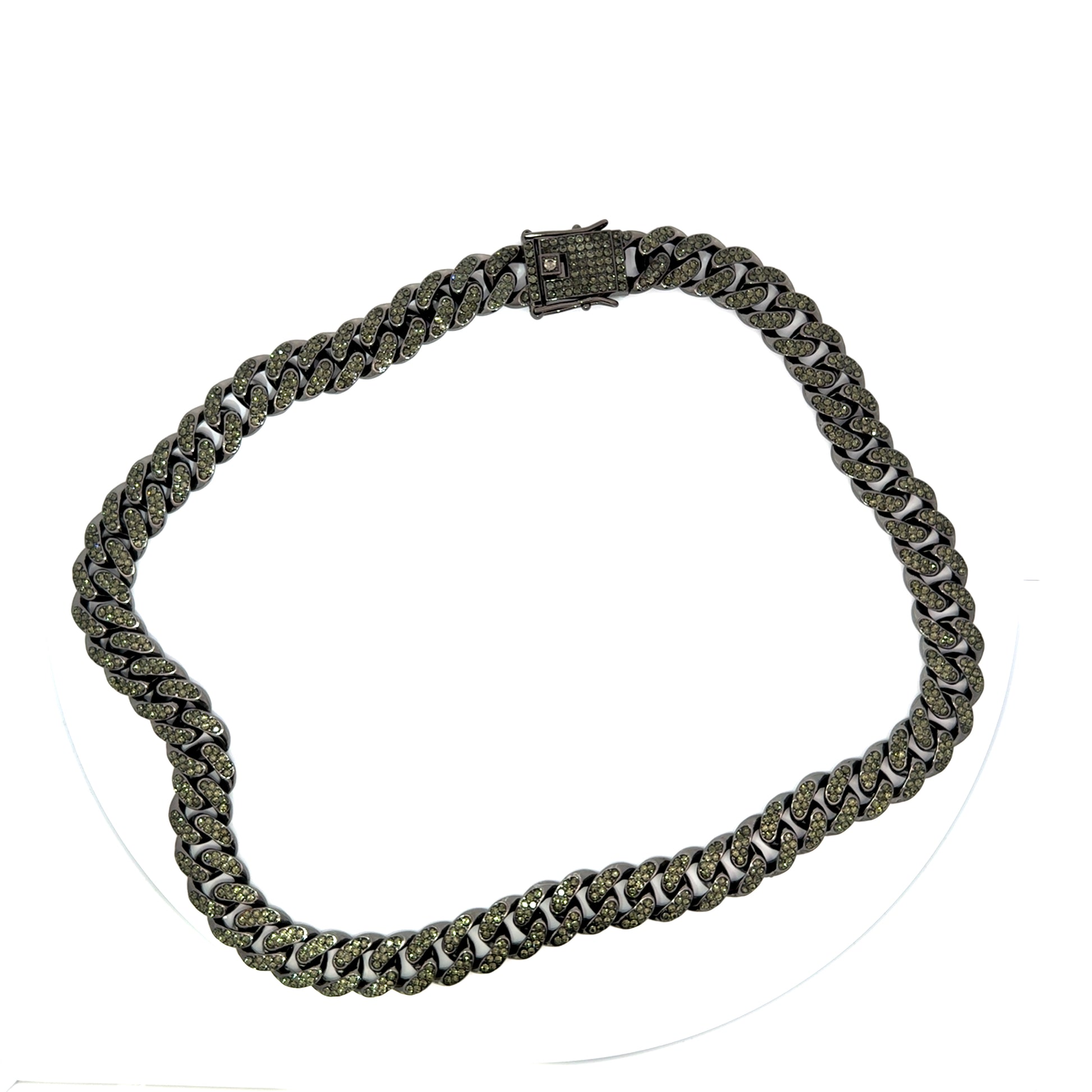 Lant barbati Cuban din metal comun si zirconiu negru