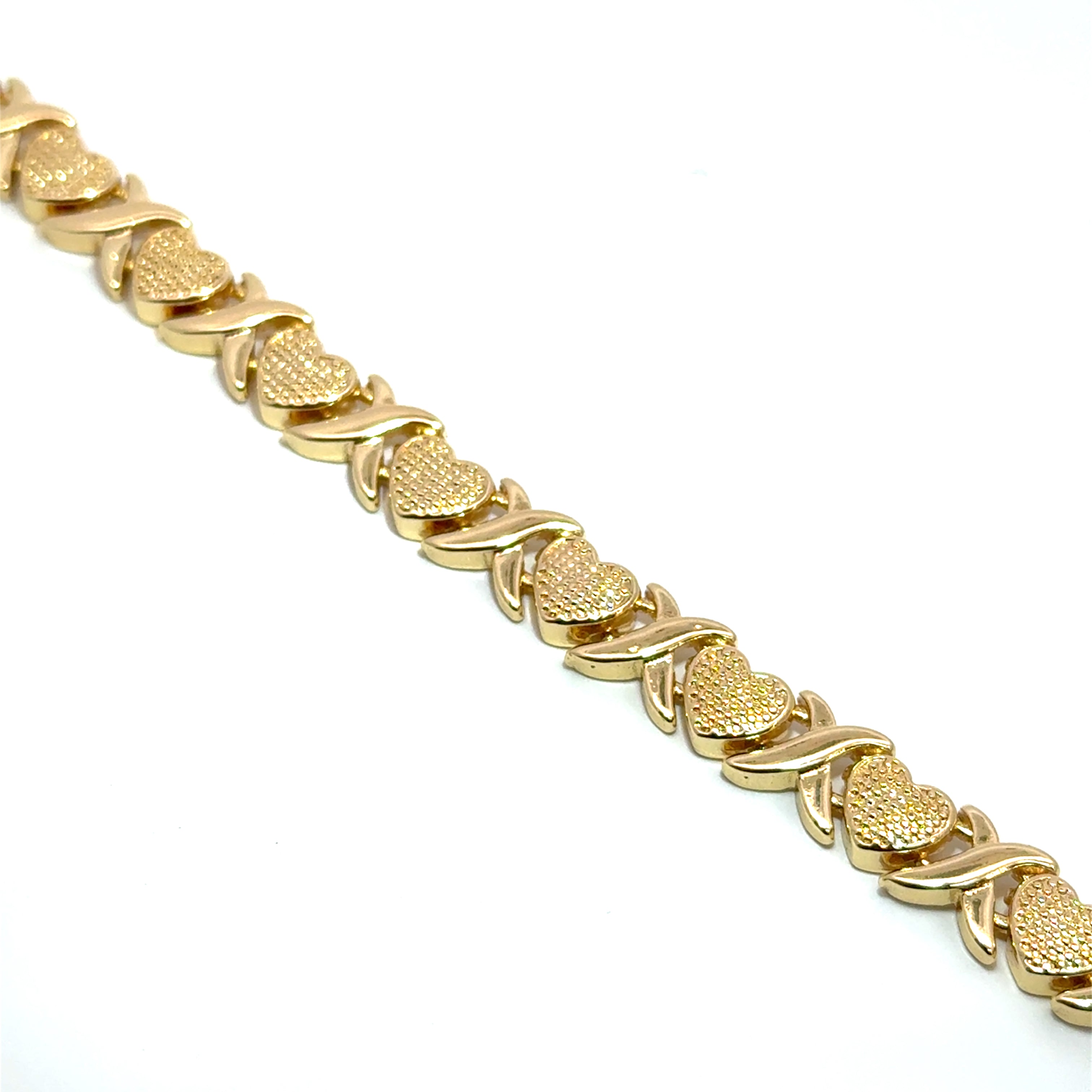 Bratara dama din metal comun, placata cu aur cu model inimioare