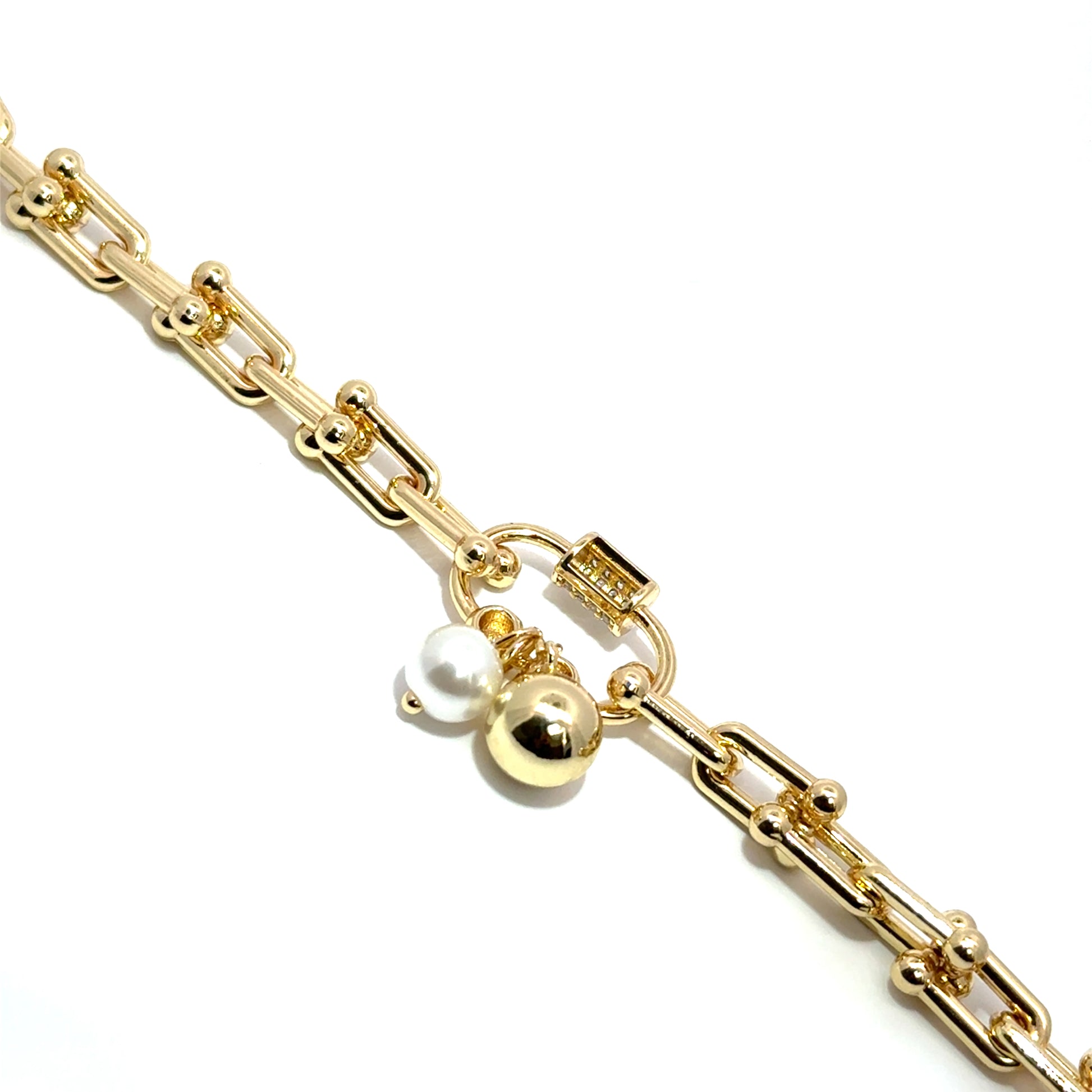 Bratara dama din metal comun, placata cu aur cu model lant