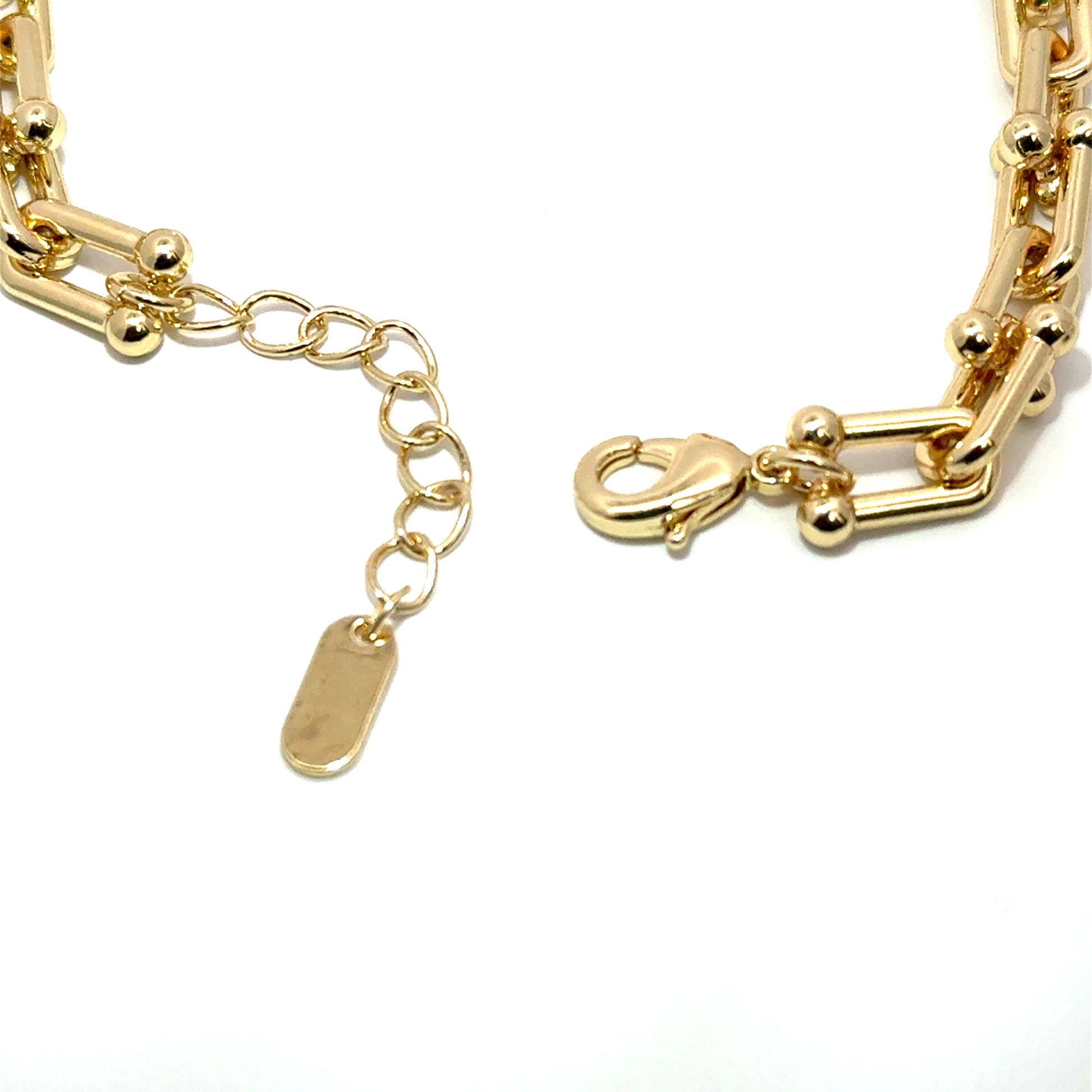 Bratara dama din metal comun, placata cu aur cu model lant