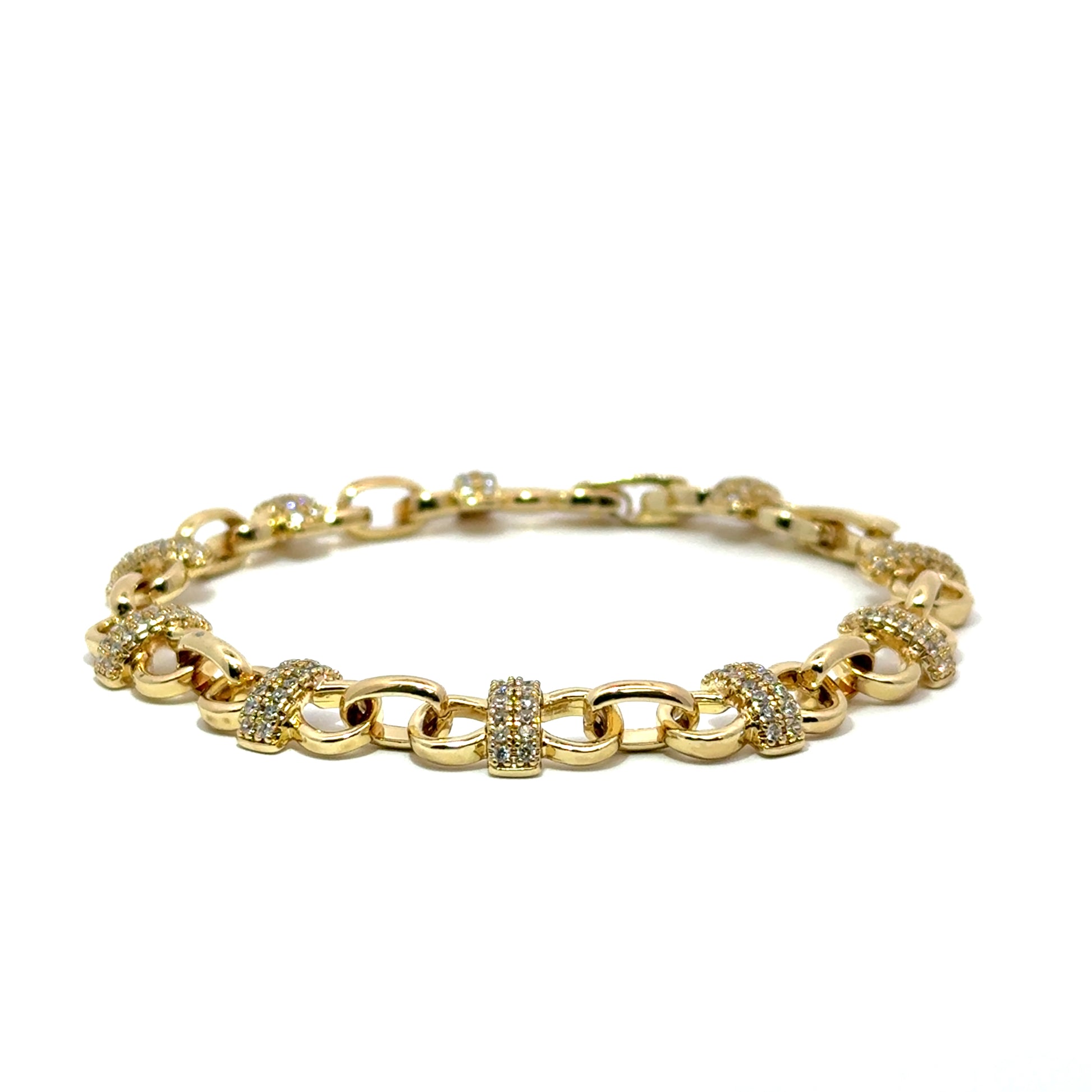 Bratara dama din metal comun, placata cu aur + zirconiu