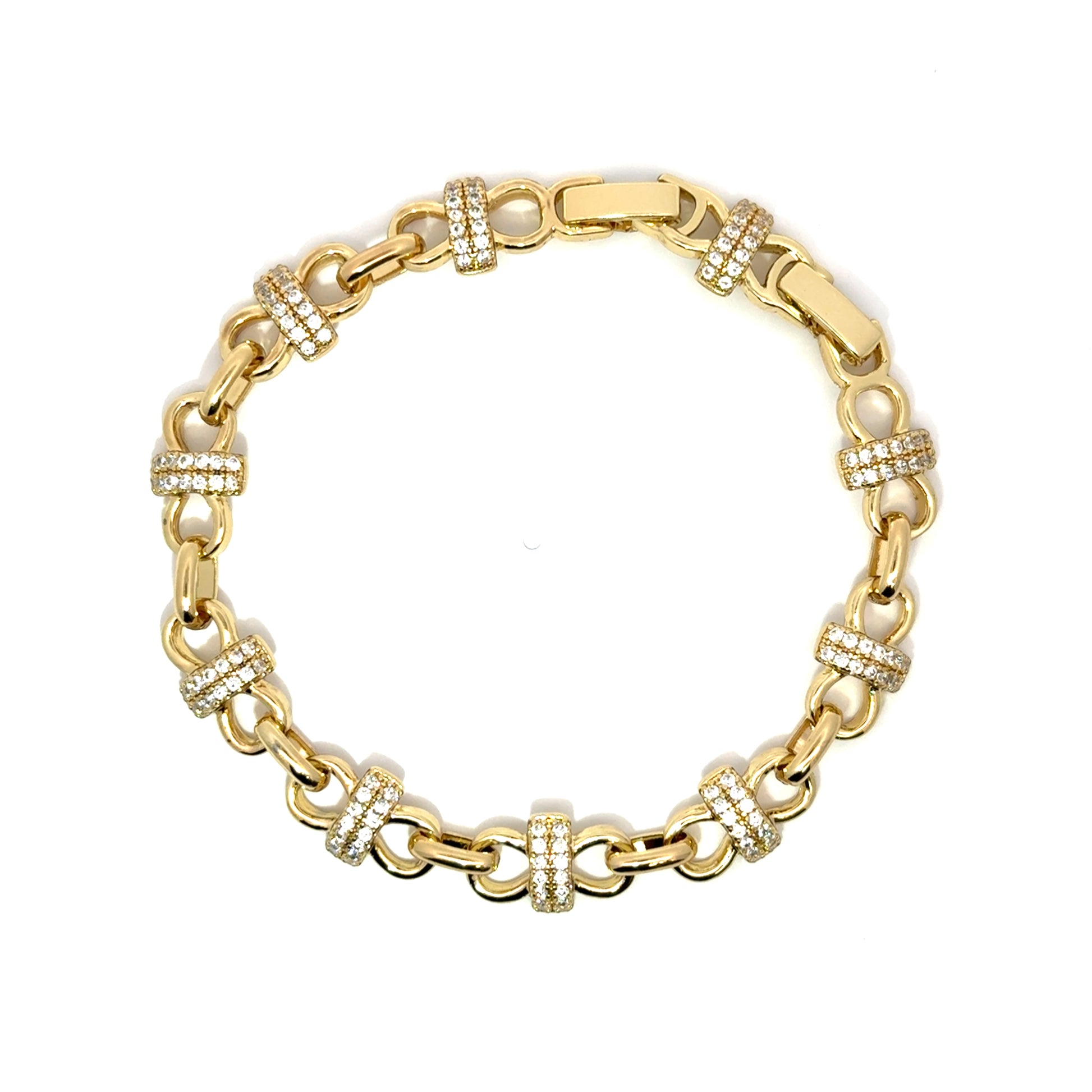 Bratara dama din metal comun, placata cu aur + zirconiu