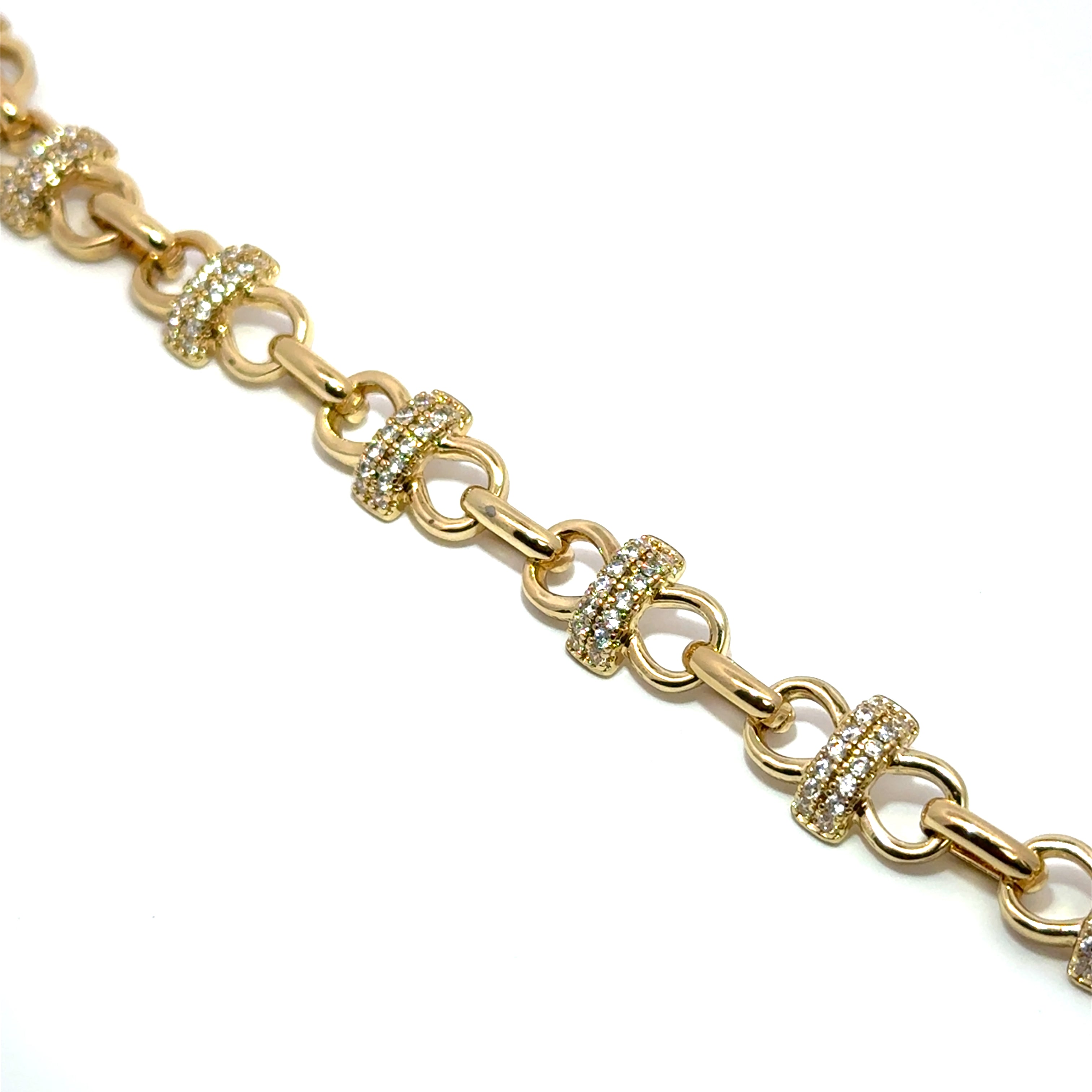 Bratara dama din metal comun, placata cu aur + zirconiu