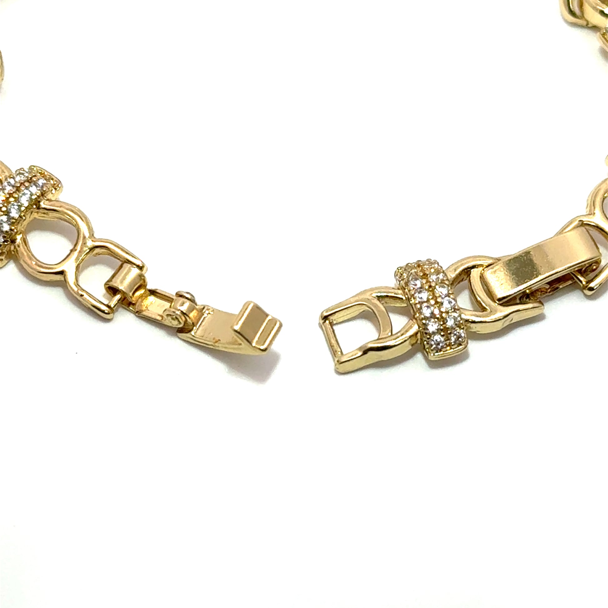 Bratara dama din metal comun, placata cu aur + zirconiu