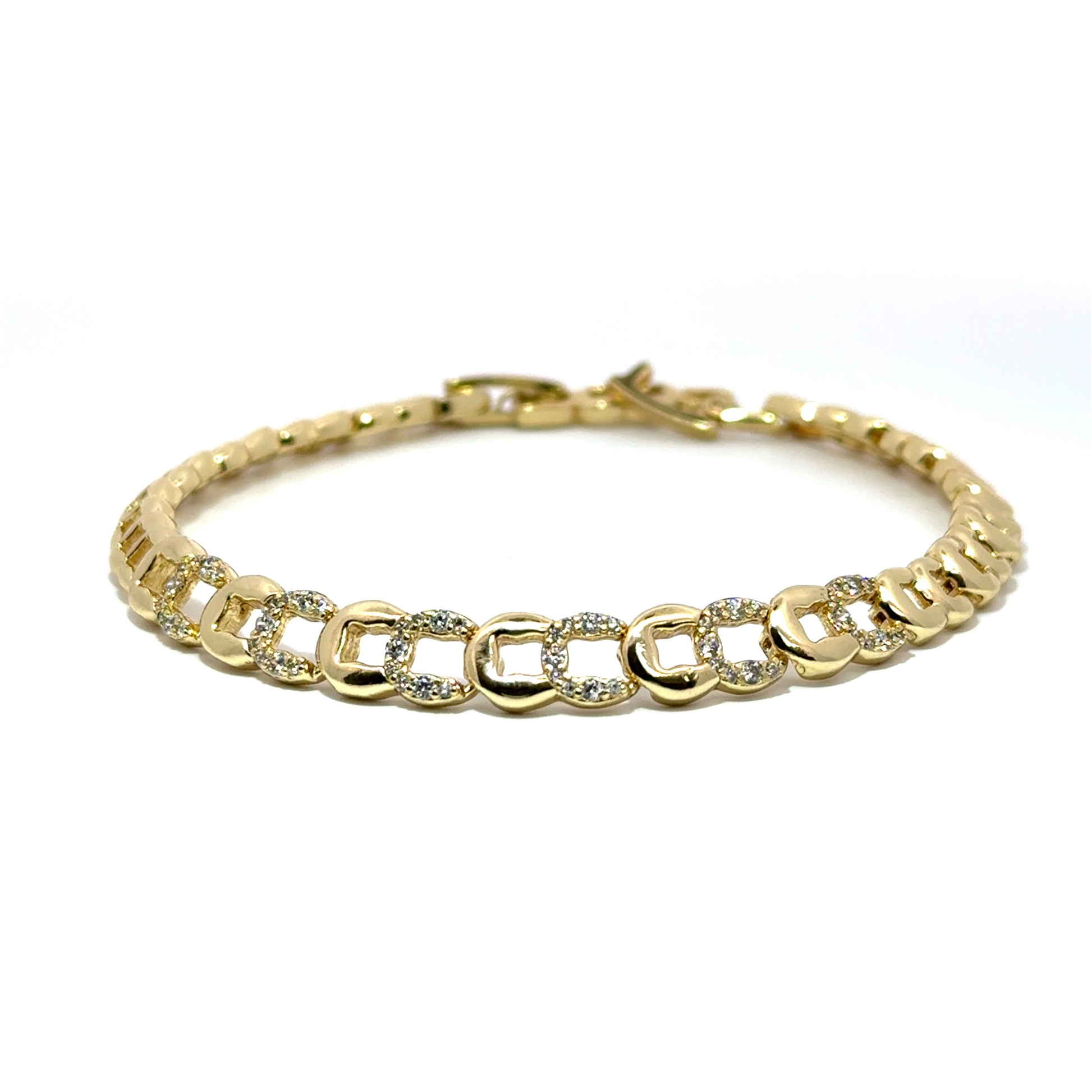 Bratara dama din metal comun, placata cu aur + zirconiu BDP-08