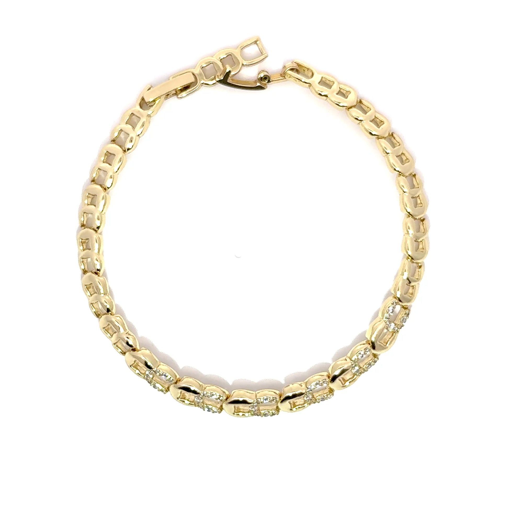 Bratara dama din metal comun, placata cu aur + zirconiu BDP-08