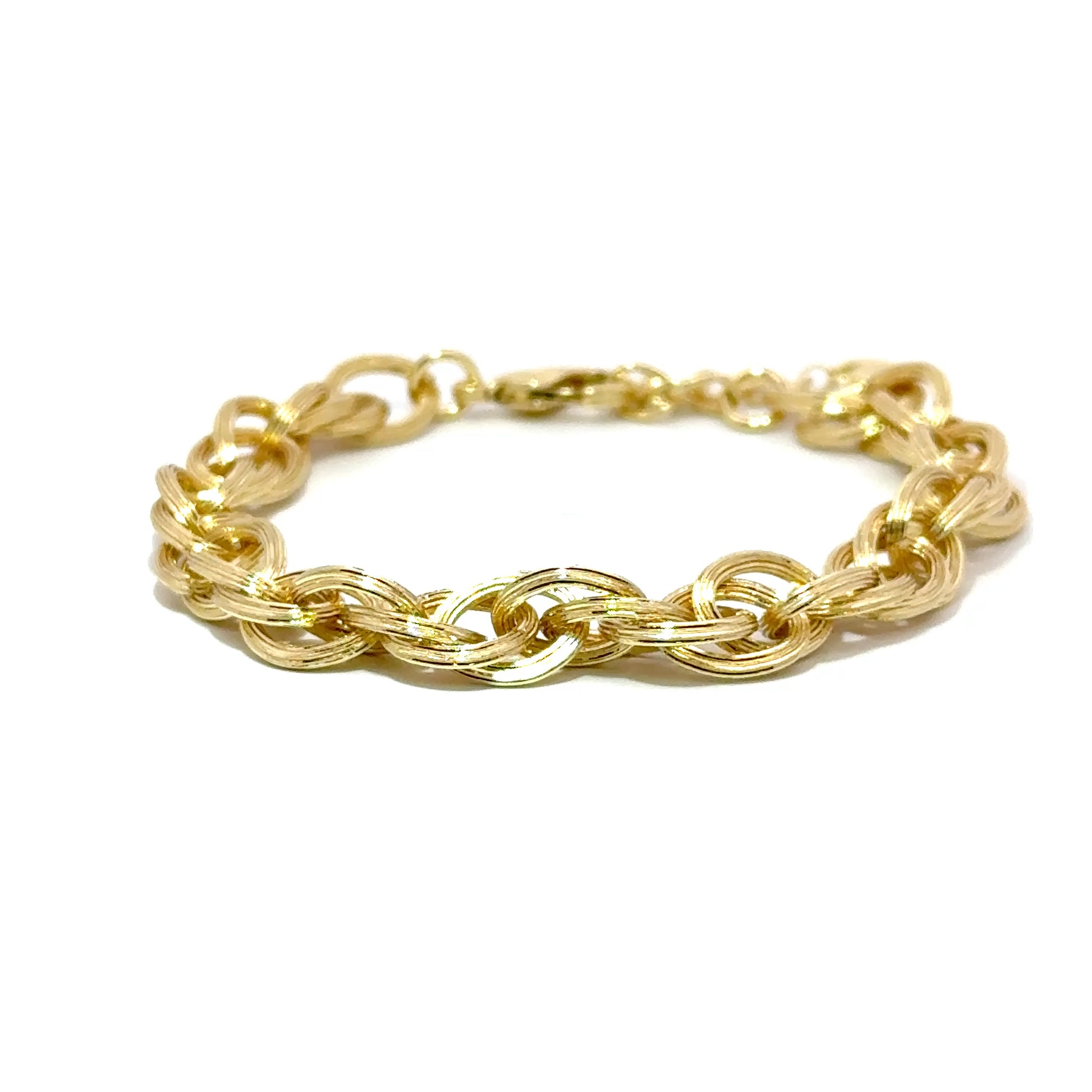 Bratara dama din metal comun, placata cu aur, model lant