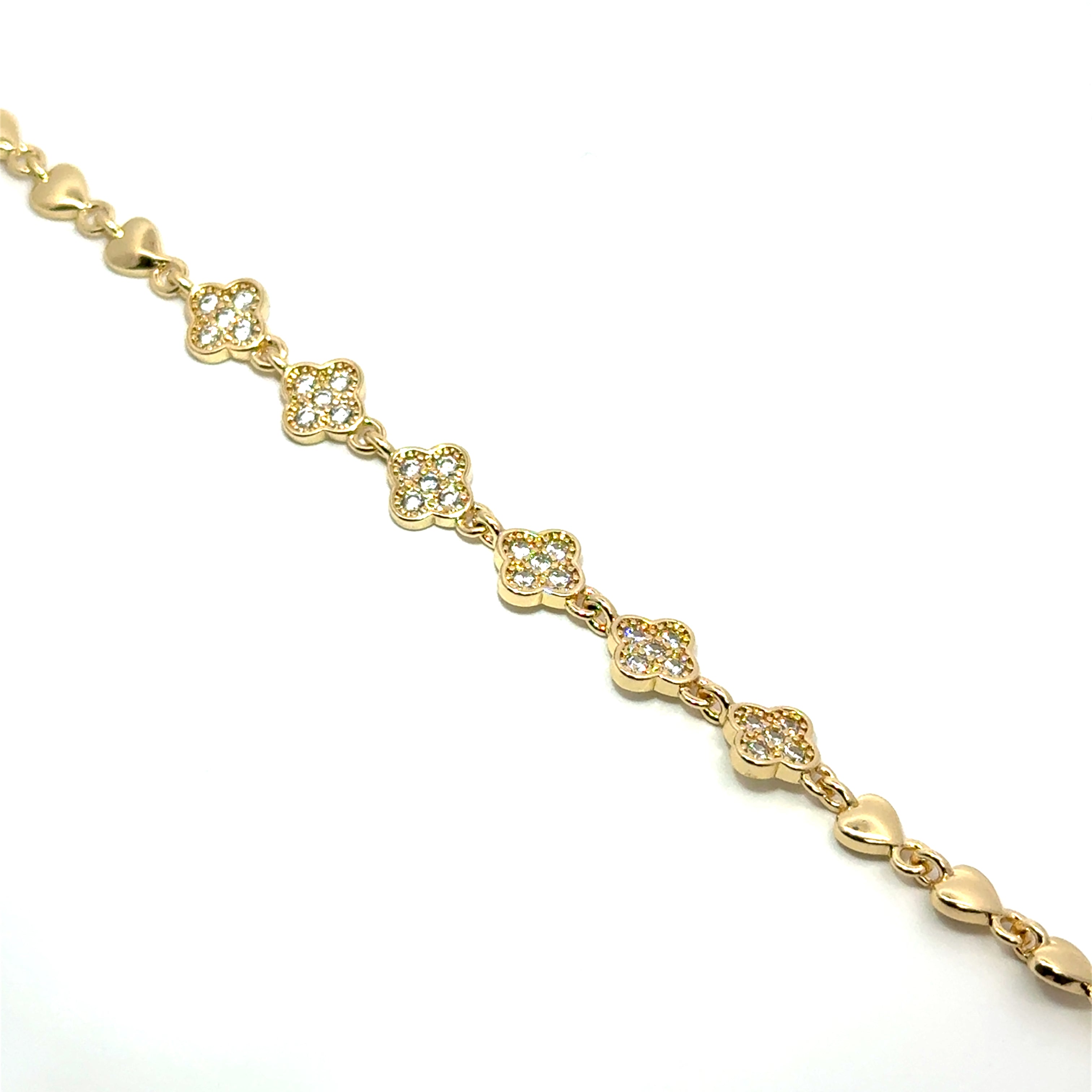 Bratara dama din metal comun, placata cu aur cu model flori