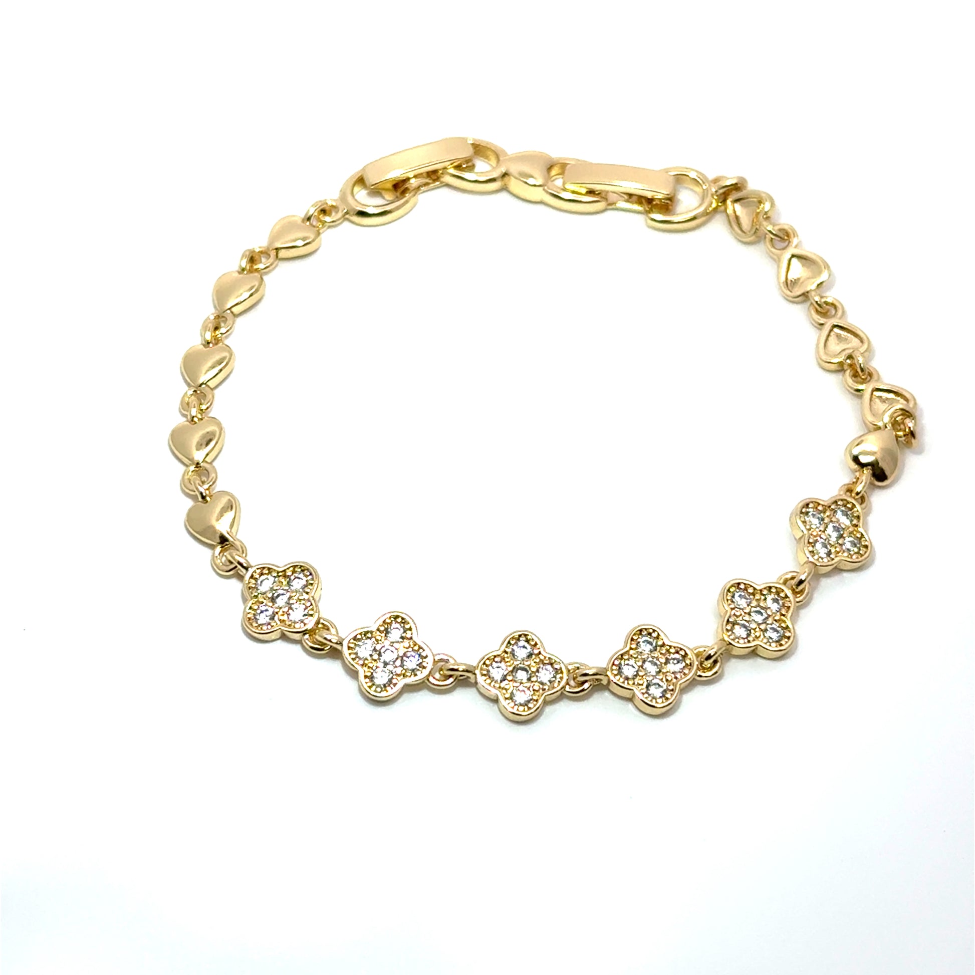 Bratara dama din metal comun, placata cu aur cu model flori