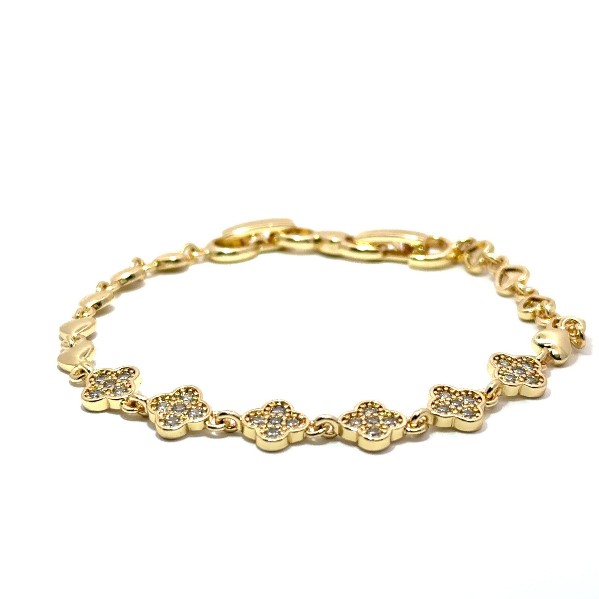 Bratara dama din metal comun, placata cu aur cu model flori