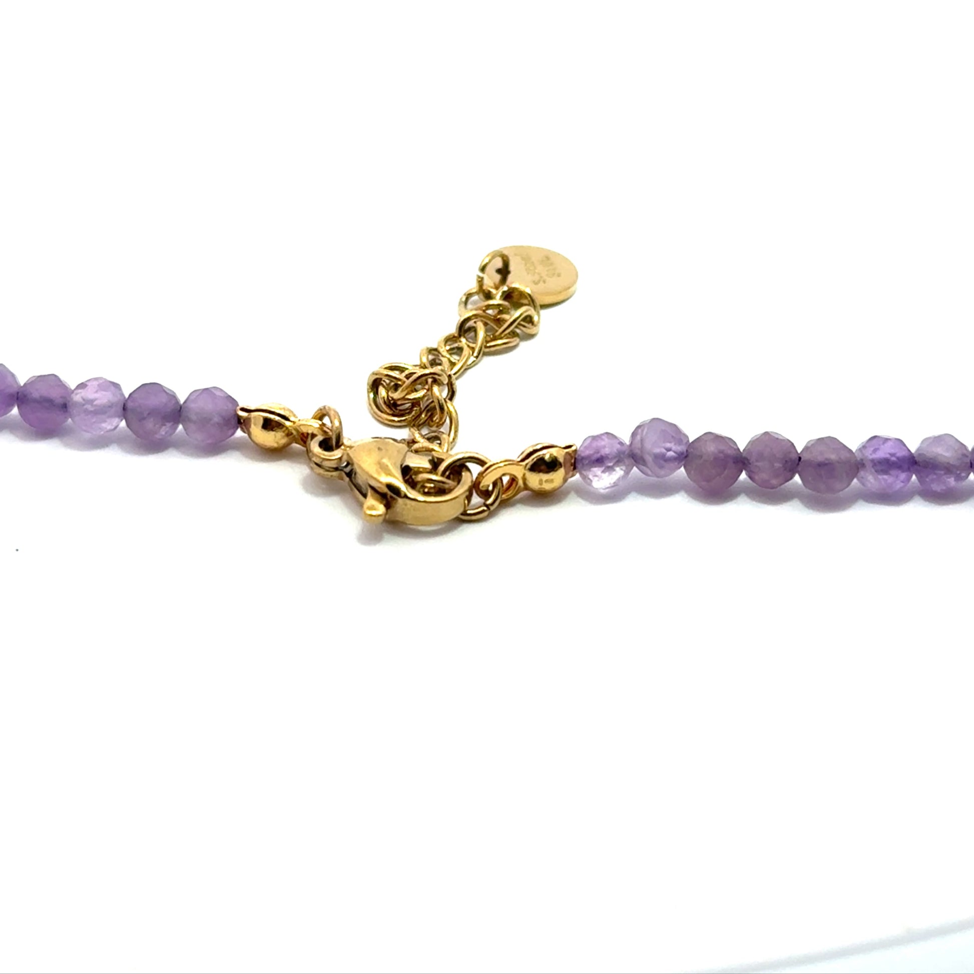 Lant dama din metal comun, placat cu aur si ametist