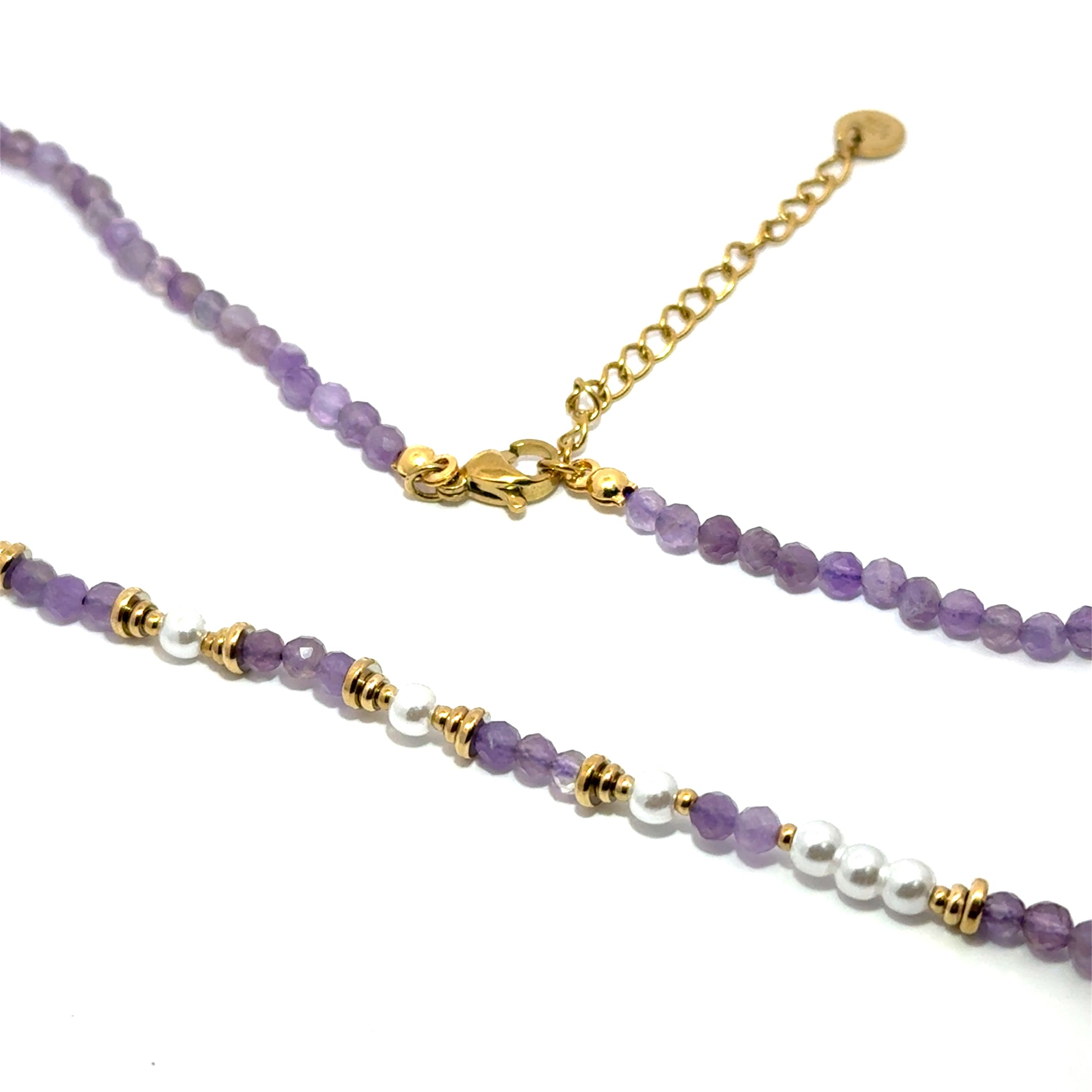 Lant dama din metal comun, placat cu aur si ametist