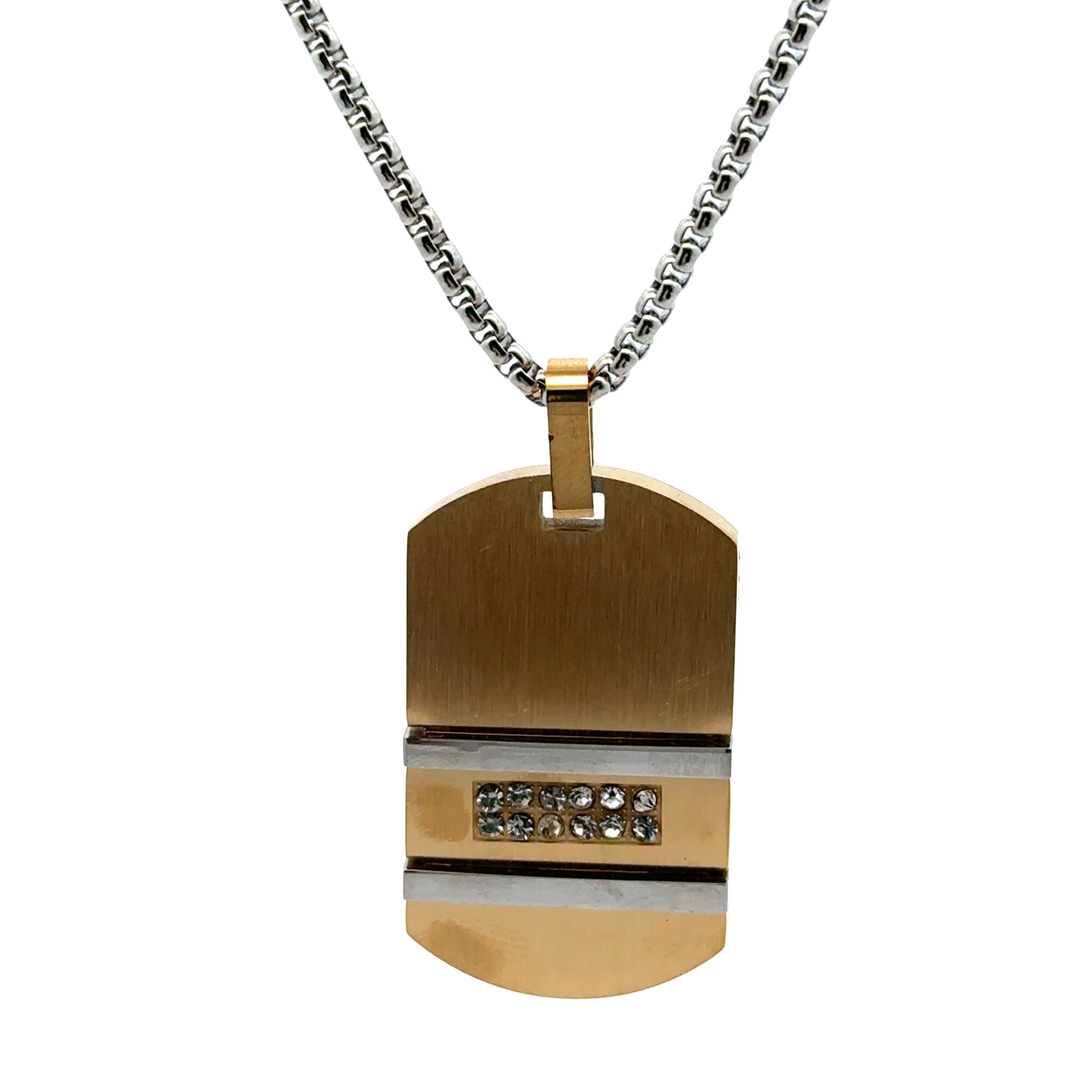 Lant barbati din metal comun si zirconiu, placat cu aur GP18K