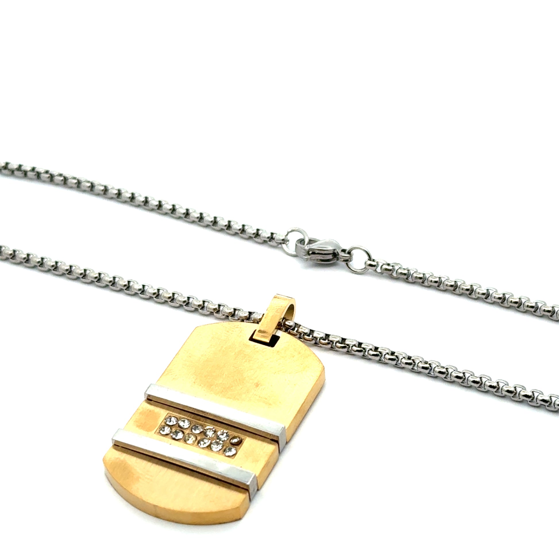 Lant barbati din metal comun si zirconiu, placat cu aur GP18K