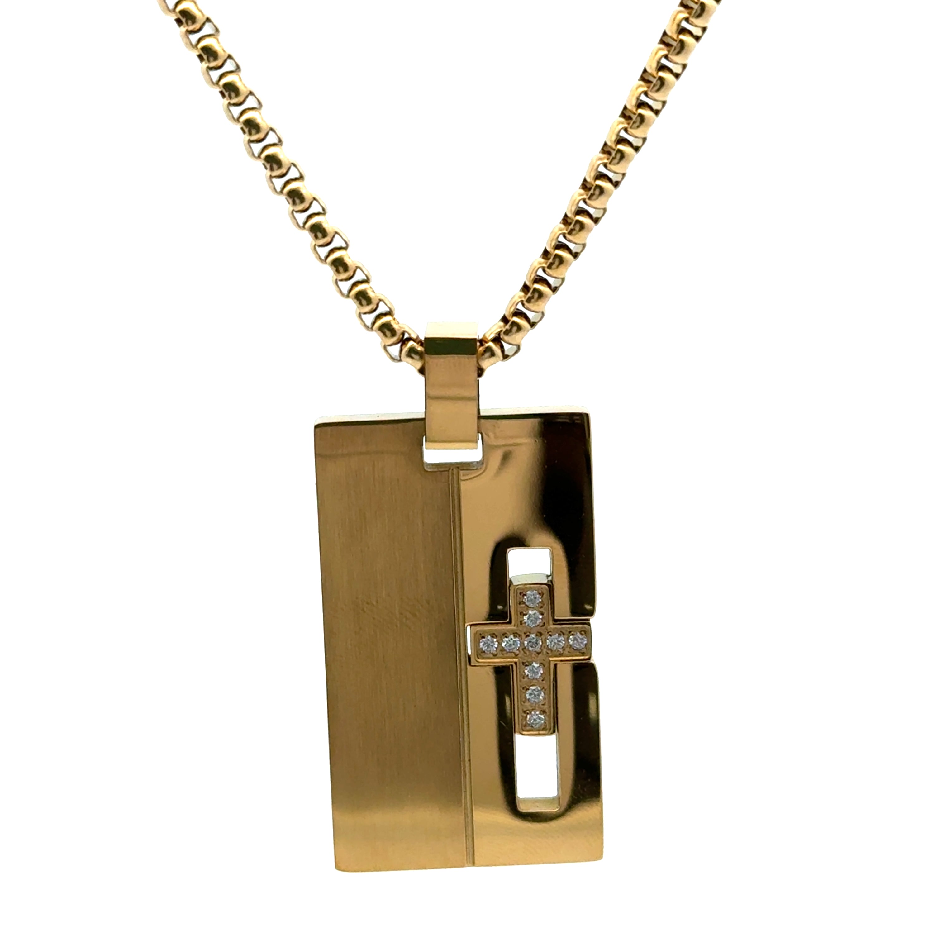 Lant barbati din metal comun placat cu aur si zirconiu