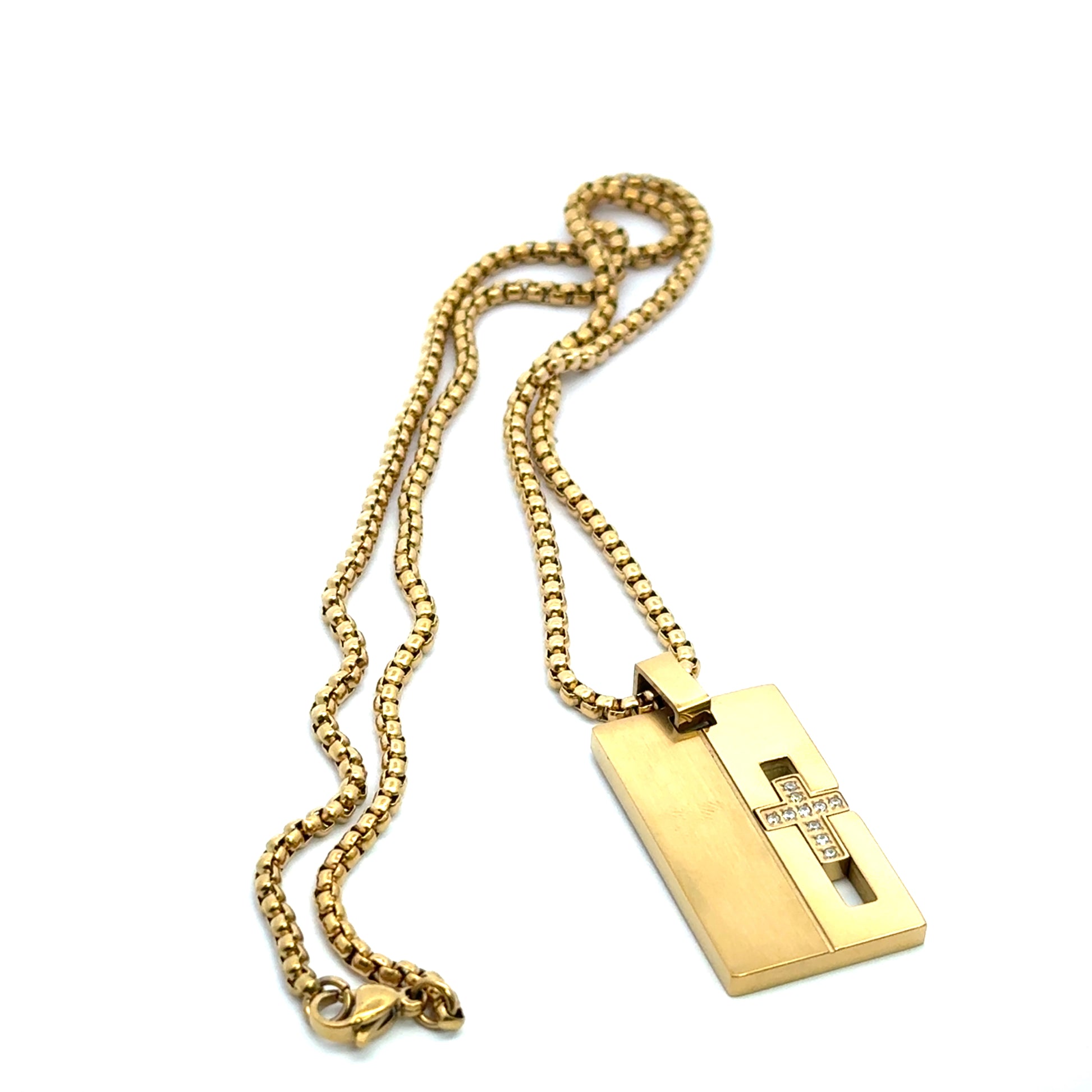 Lant barbati din metal comun placat cu aur si zirconiu