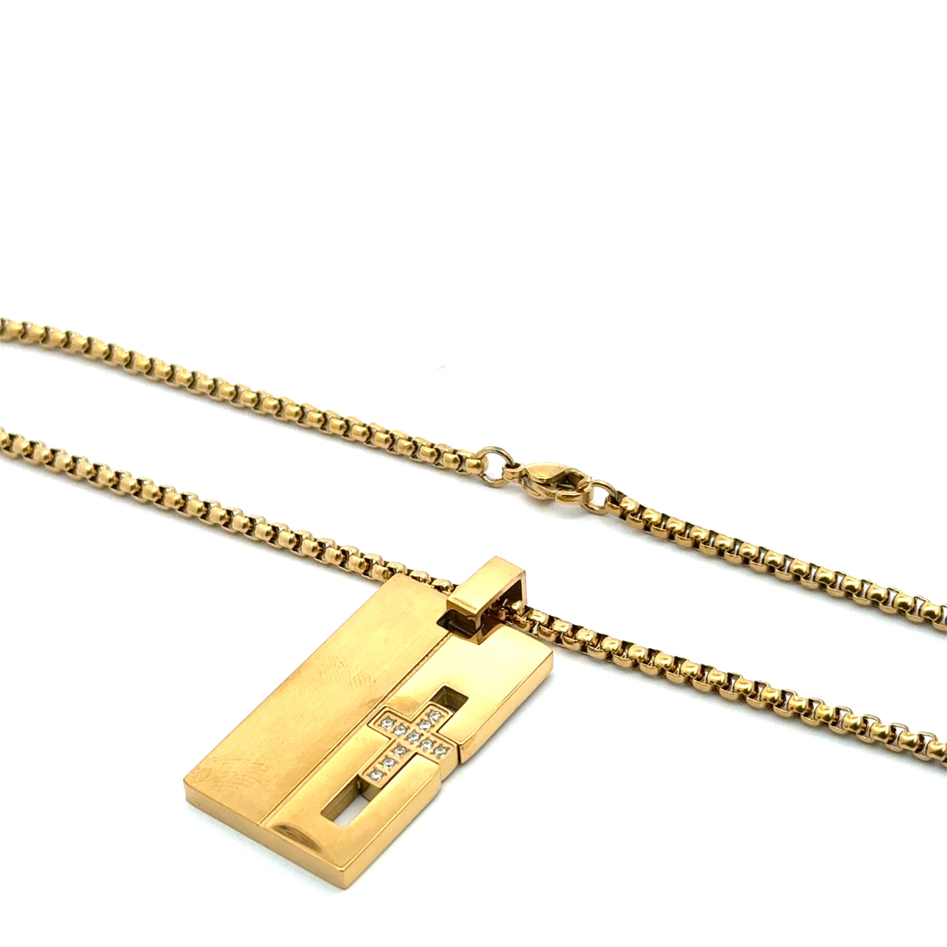 Lant barbati din metal comun placat cu aur si zirconiu