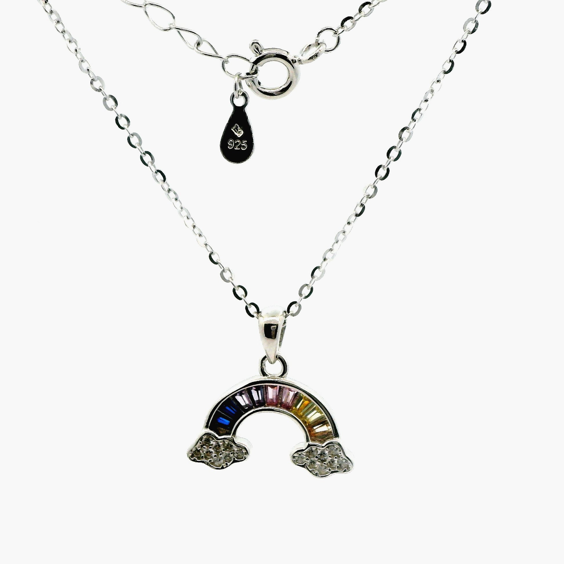 Lant dama din argint cu pandantiv curcubeu