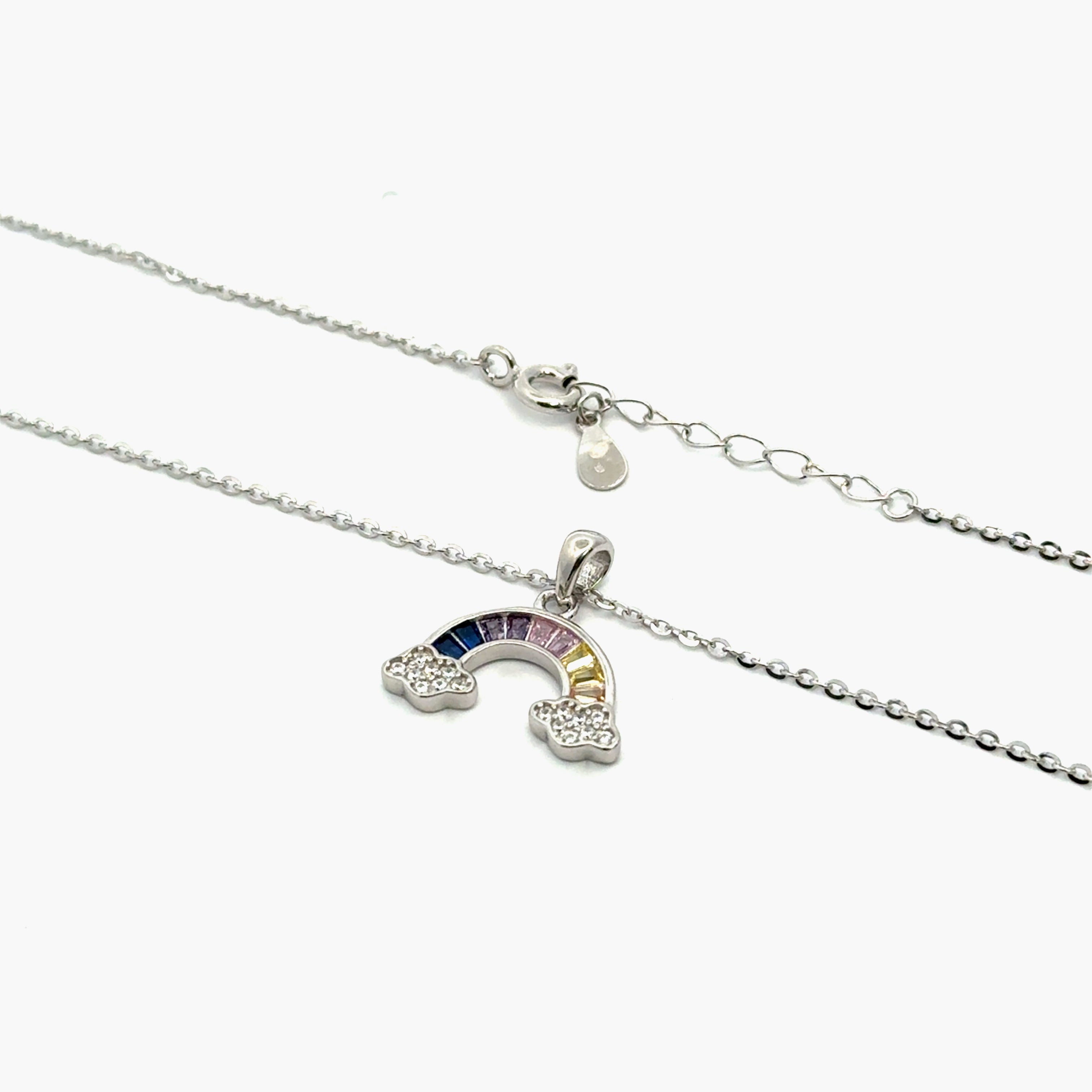 Lant dama din argint cu pandantiv curcubeu