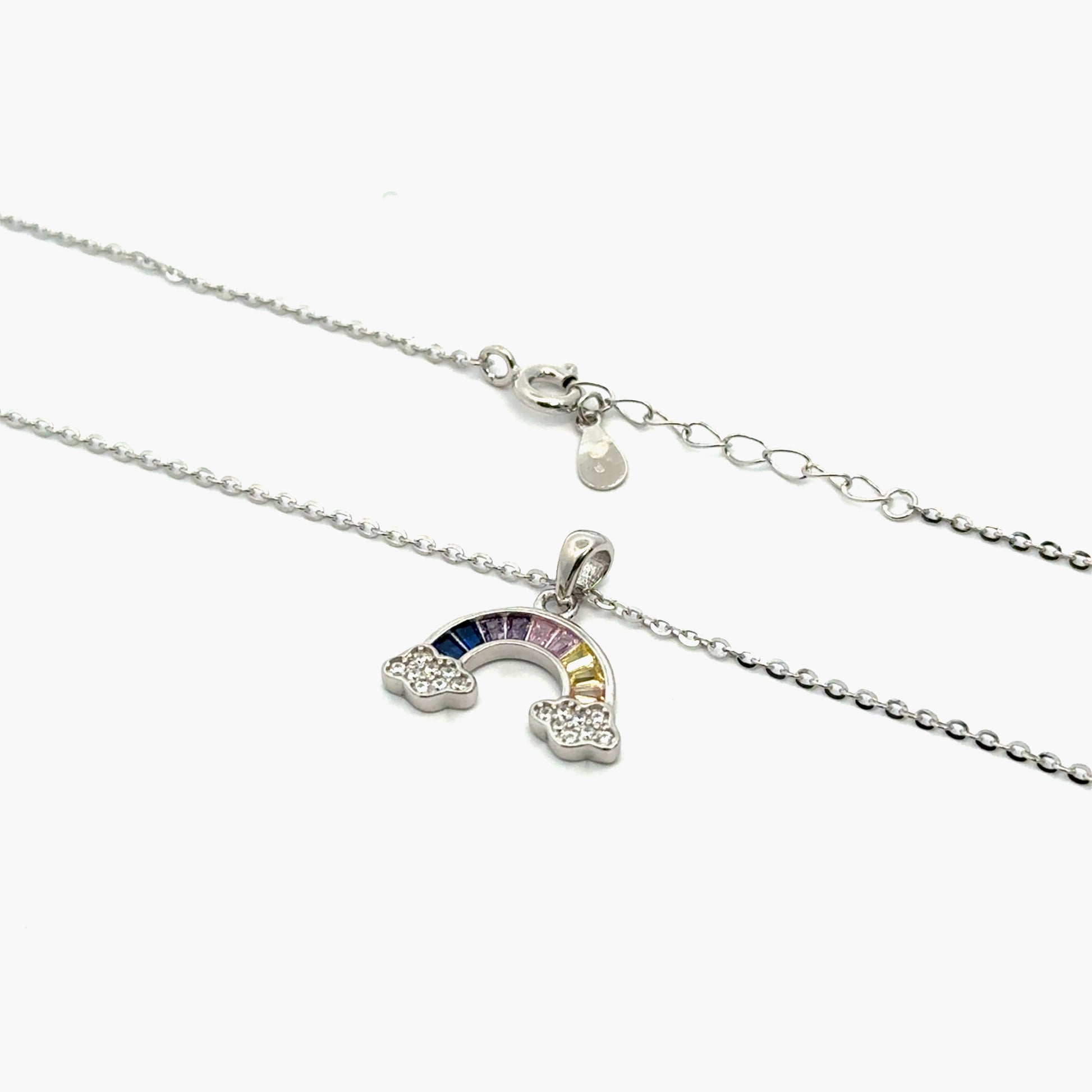 Lant dama din argint cu pandantiv curcubeu