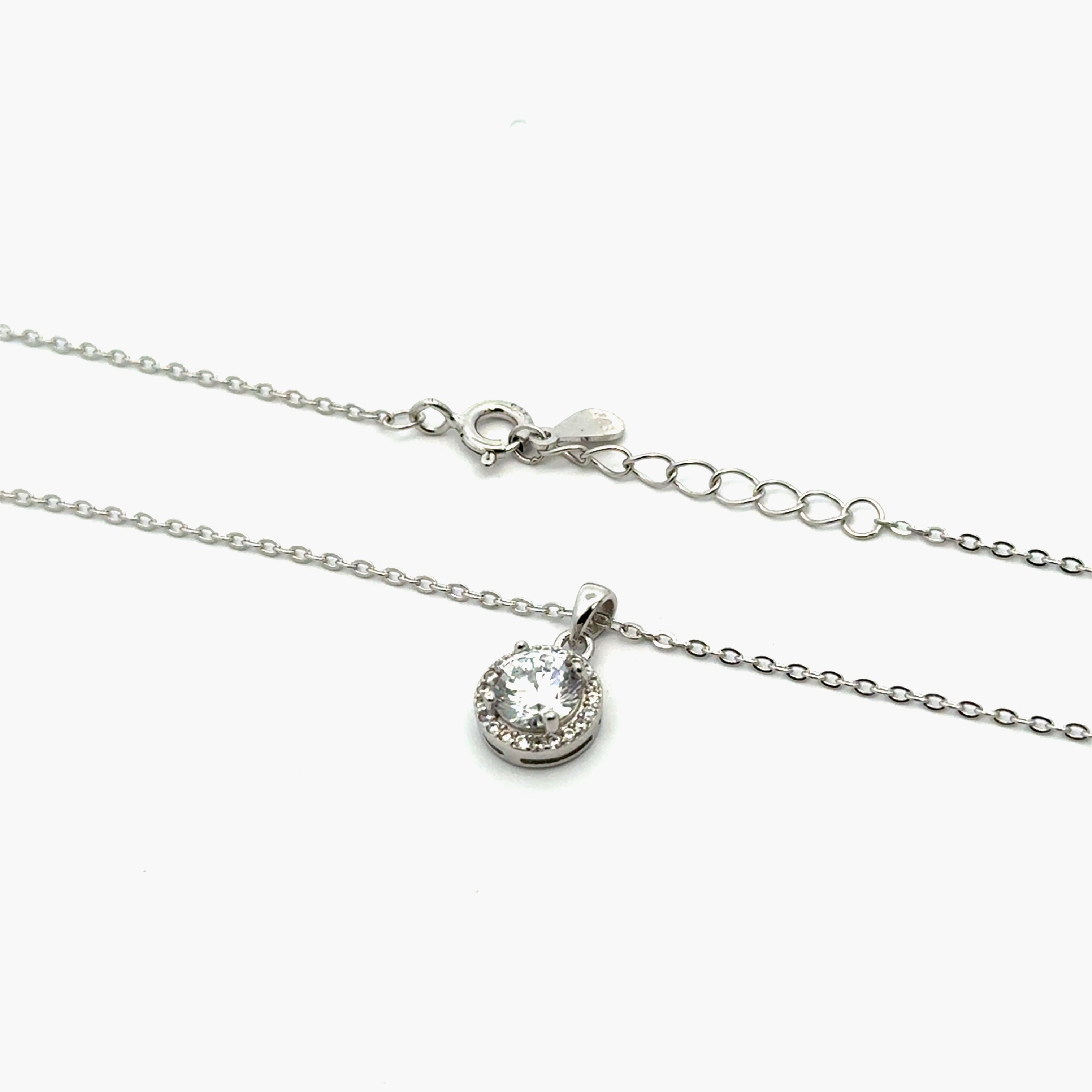 Lant dama din argint cu pandantiv piatra argintie