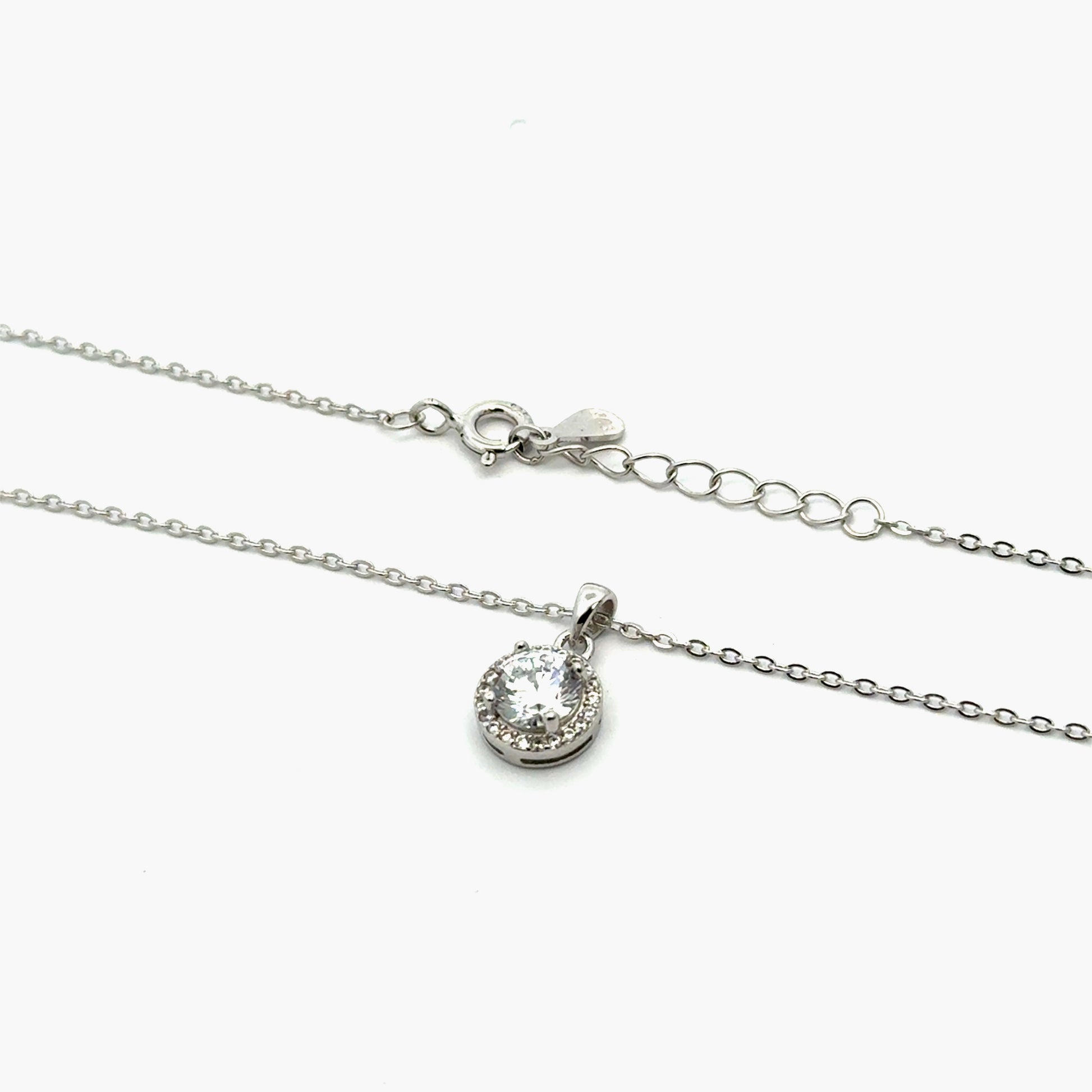 Lant dama din argint cu pandantiv piatra argintie