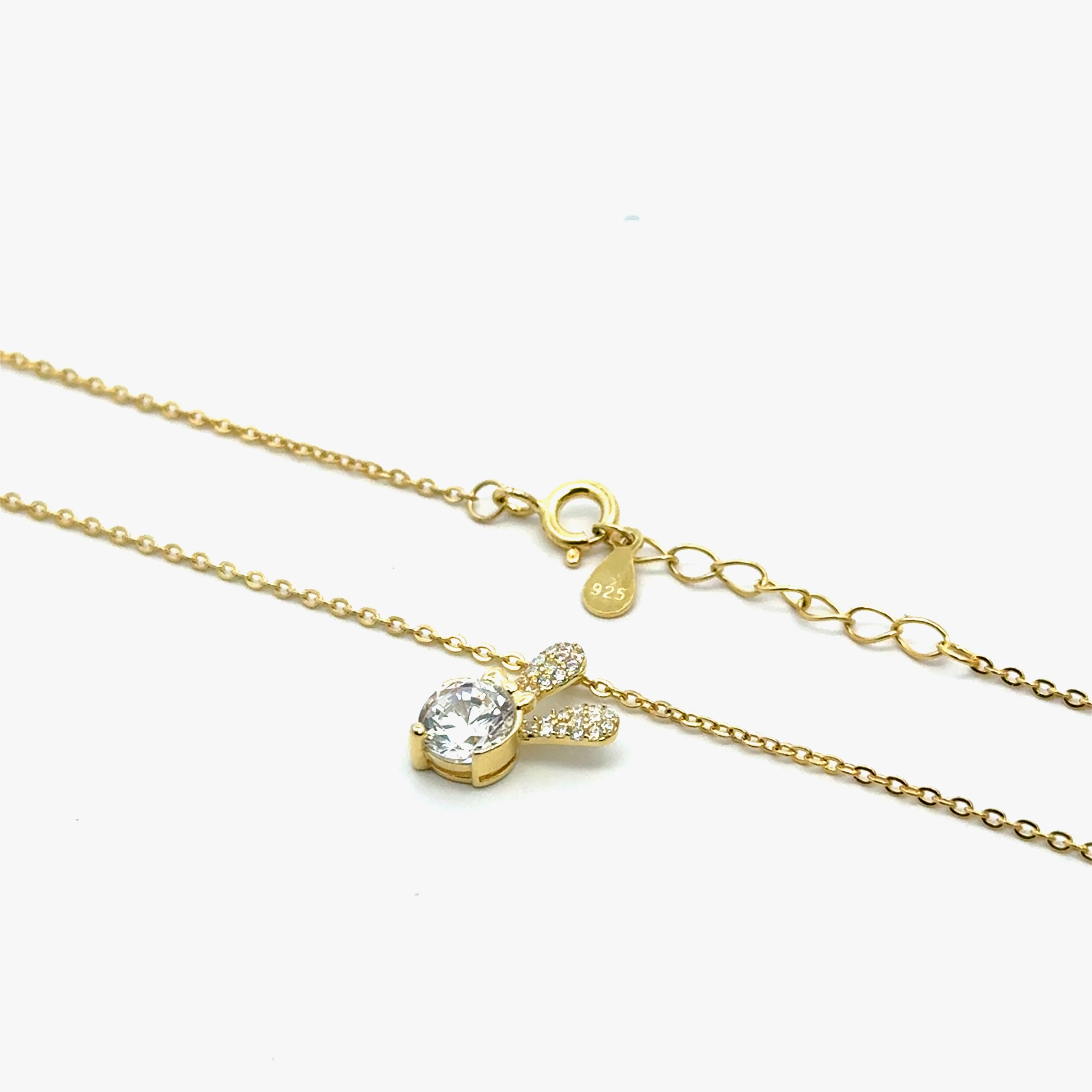 Lant dama din argint placat cu aur cu pandantiv iepuras