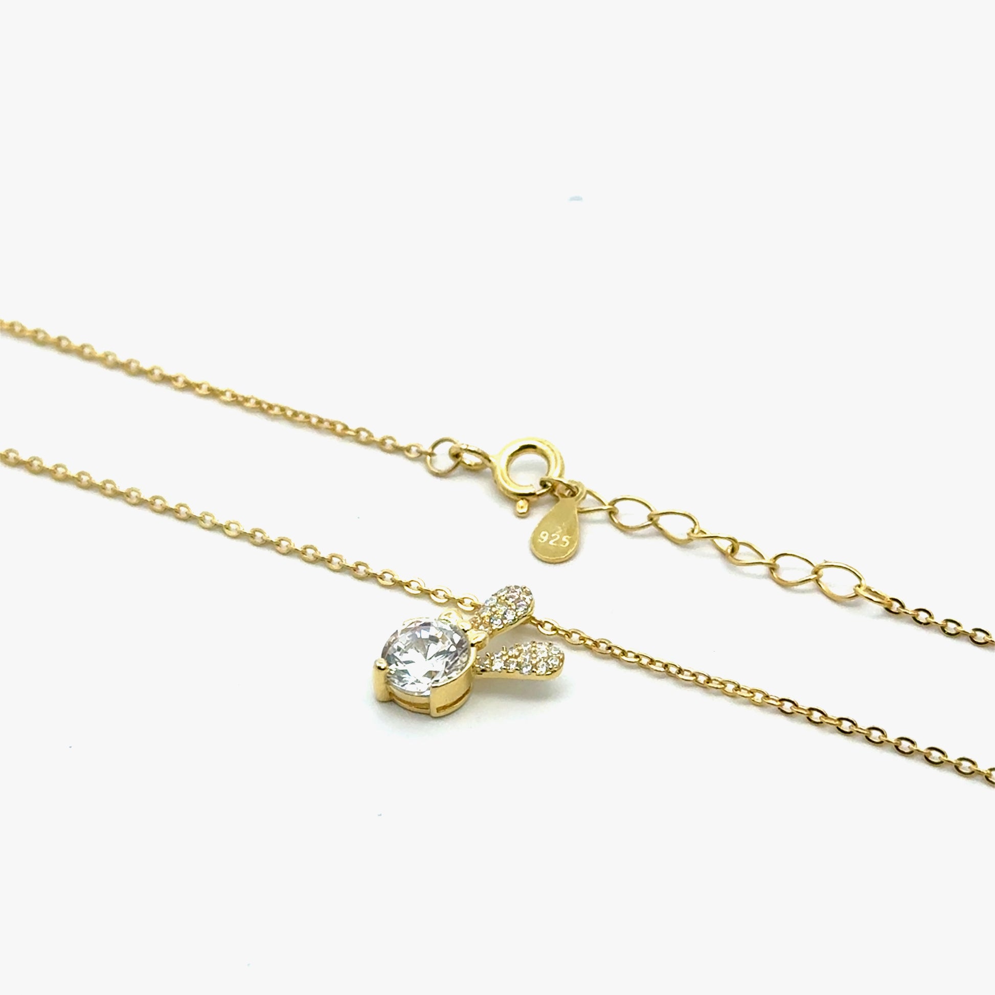 Lant dama din argint placat cu aur cu pandantiv iepuras