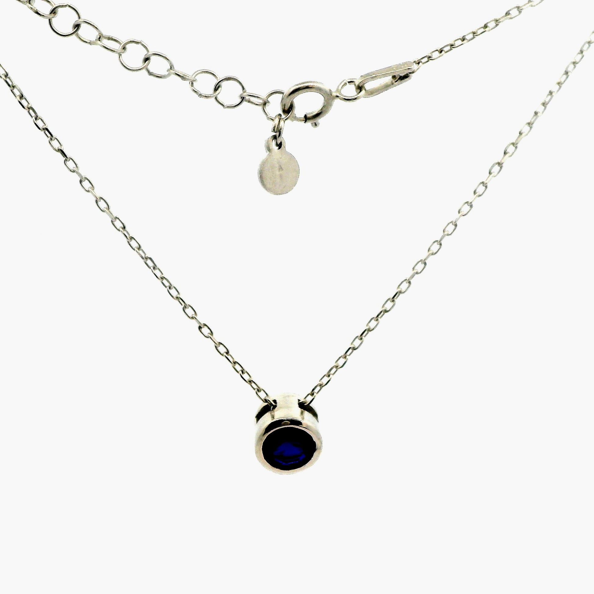 Lant dama din argint cu pandantiv piatra albastru inchis