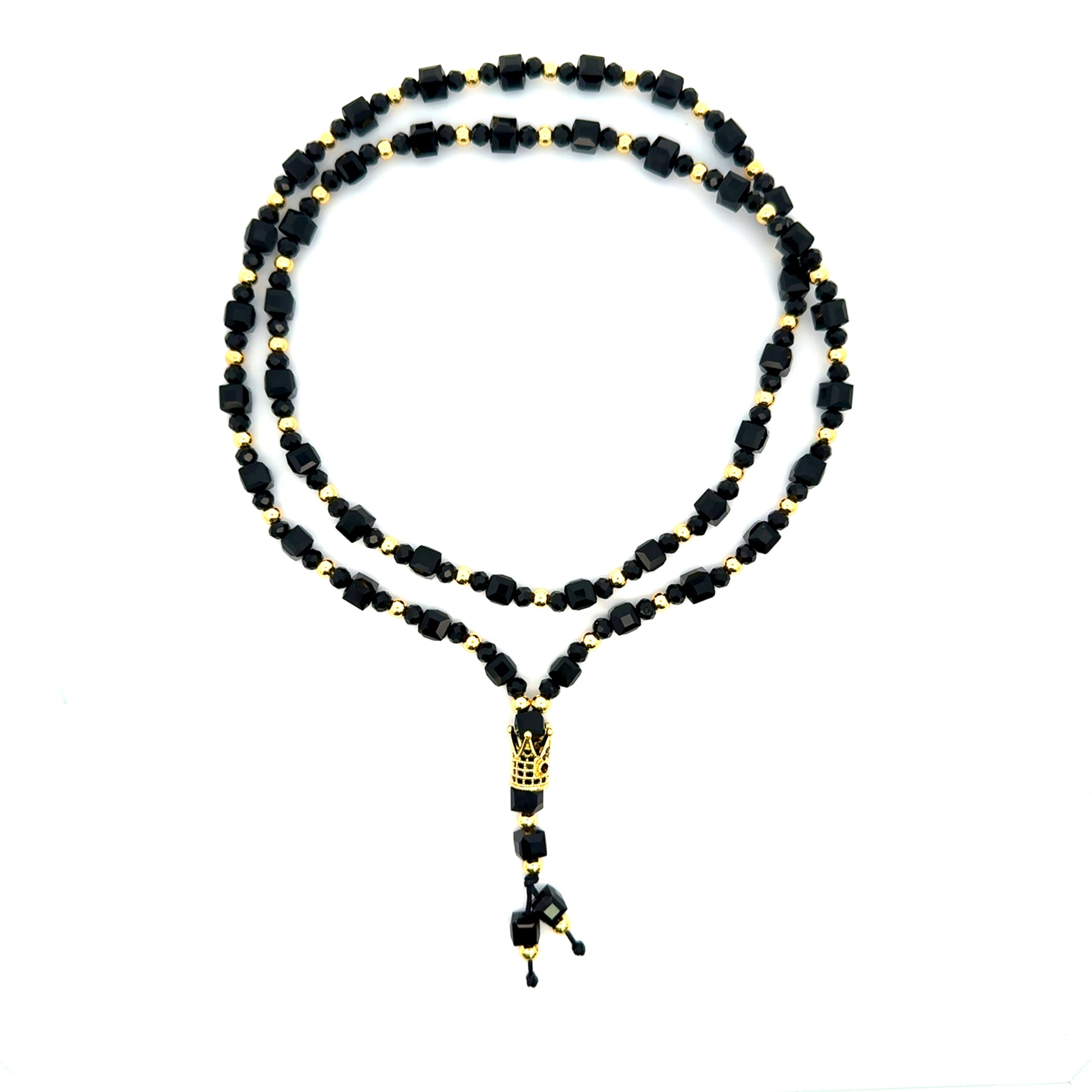 Rozariu barbati cu bile fatetate, pandantiv coroana