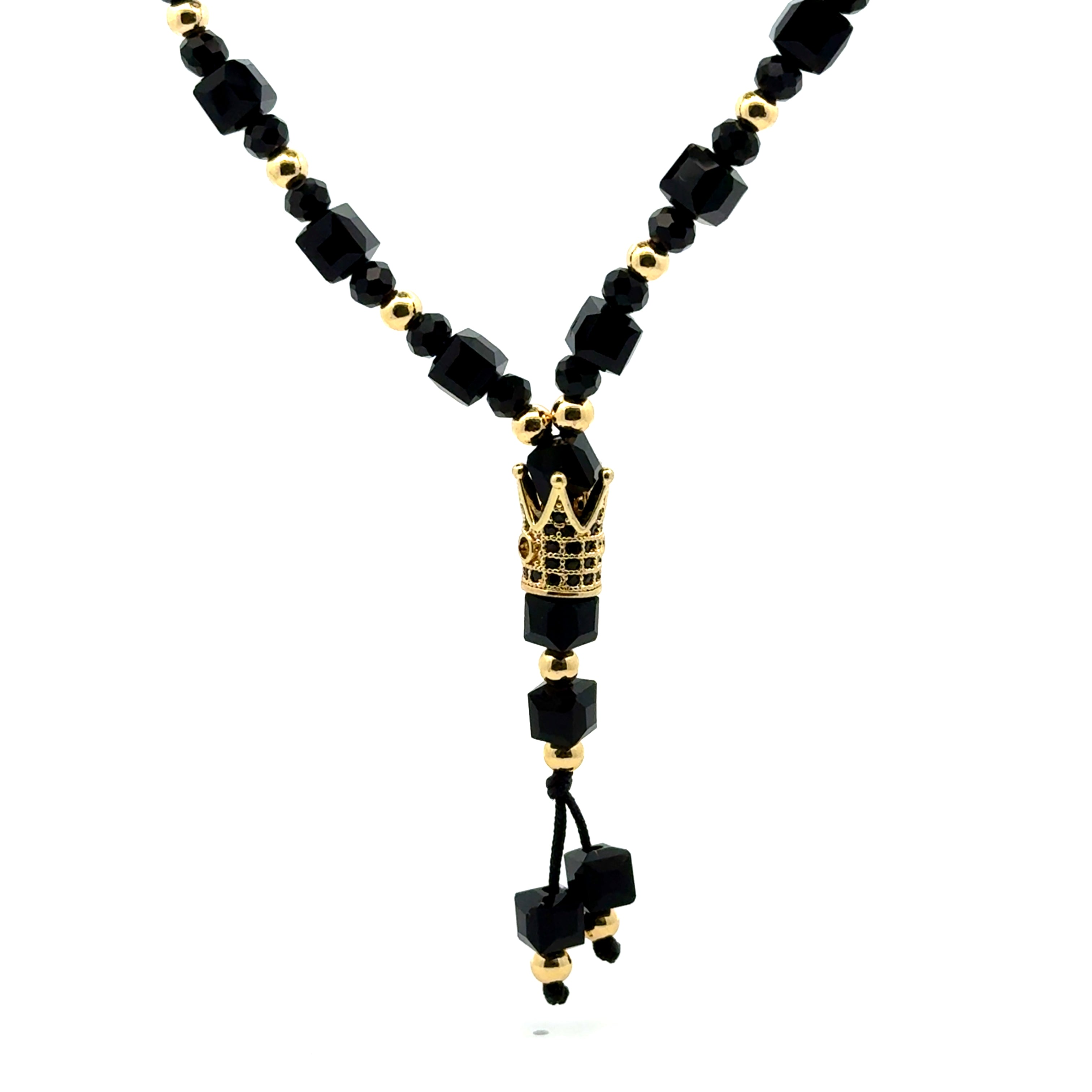 Rozariu barbati cu bile fatetate, pandantiv coroana