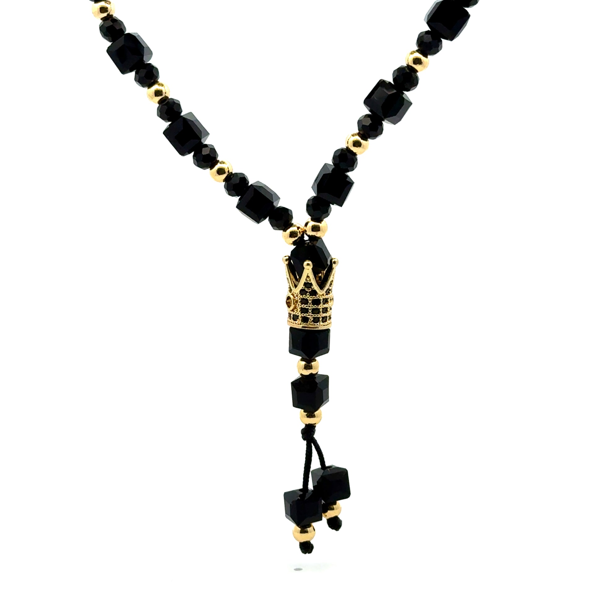 Rozariu barbati cu bile fatetate, pandantiv coroana