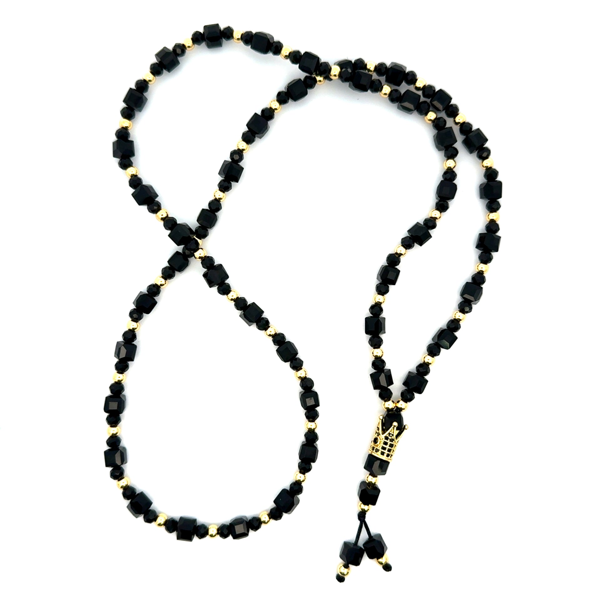 Rozariu barbati cu bile fatetate, pandantiv coroana