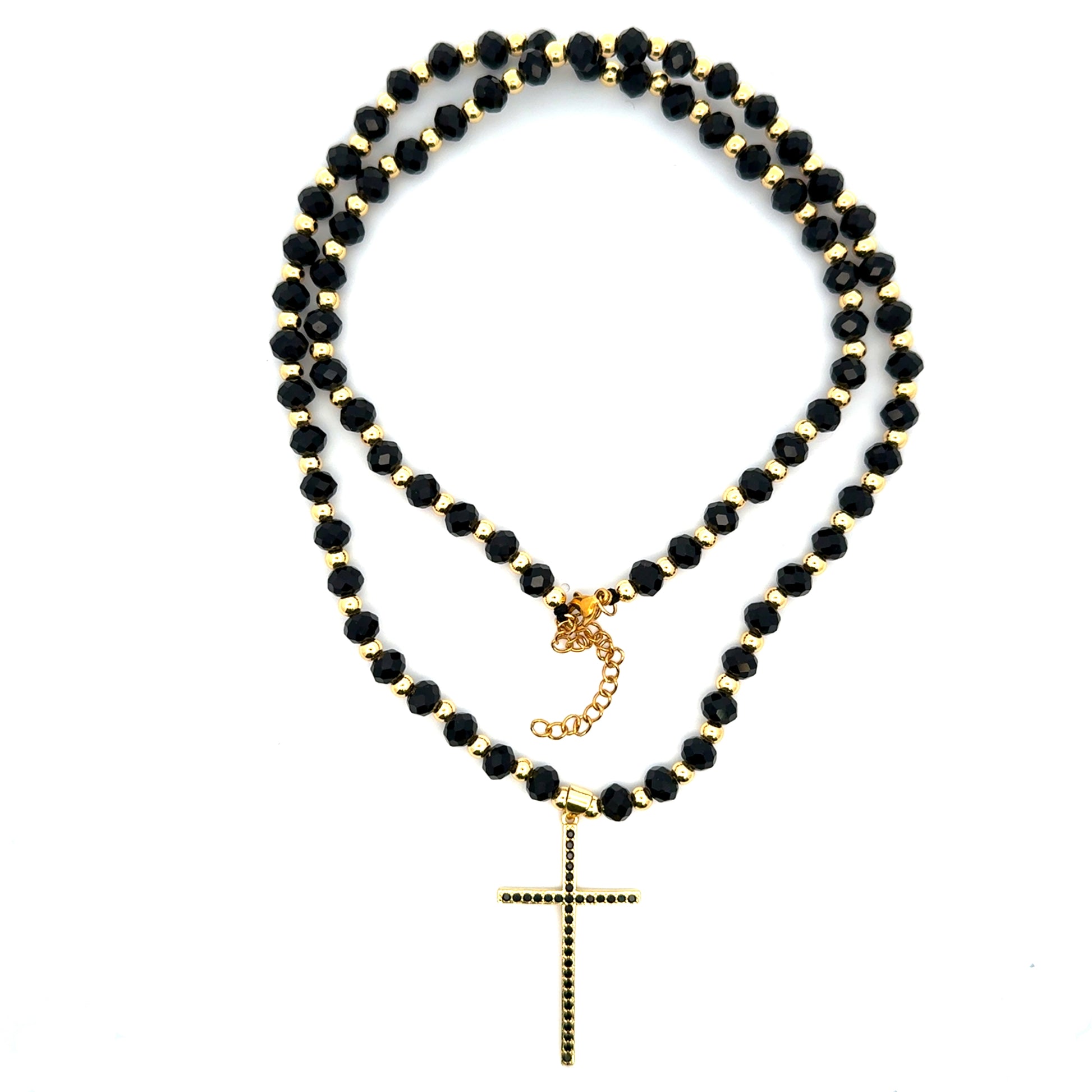 Rozariu barbati cu bile fatetate, pandantiv cruce