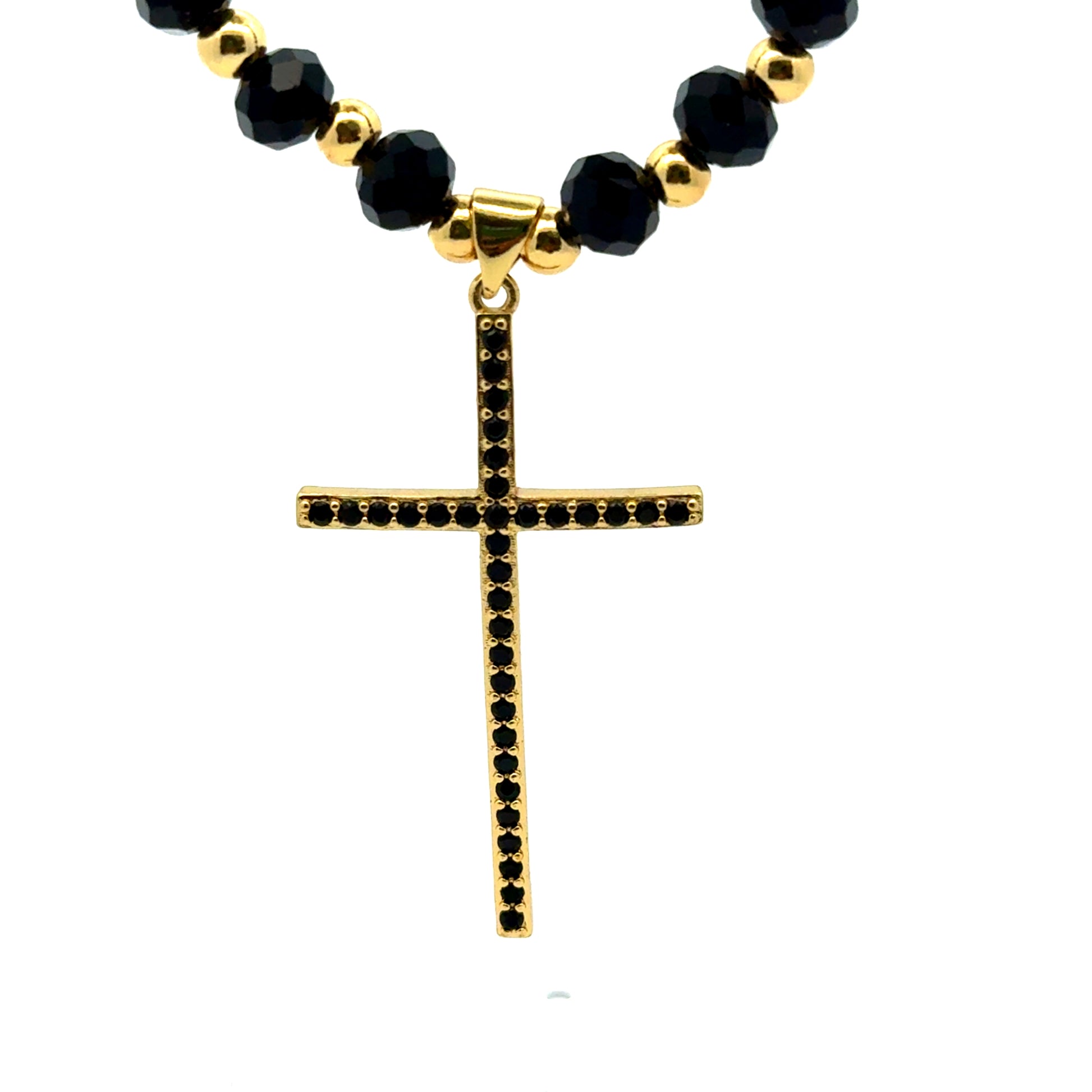 Rozariu barbati cu bile fatetate, pandantiv cruce