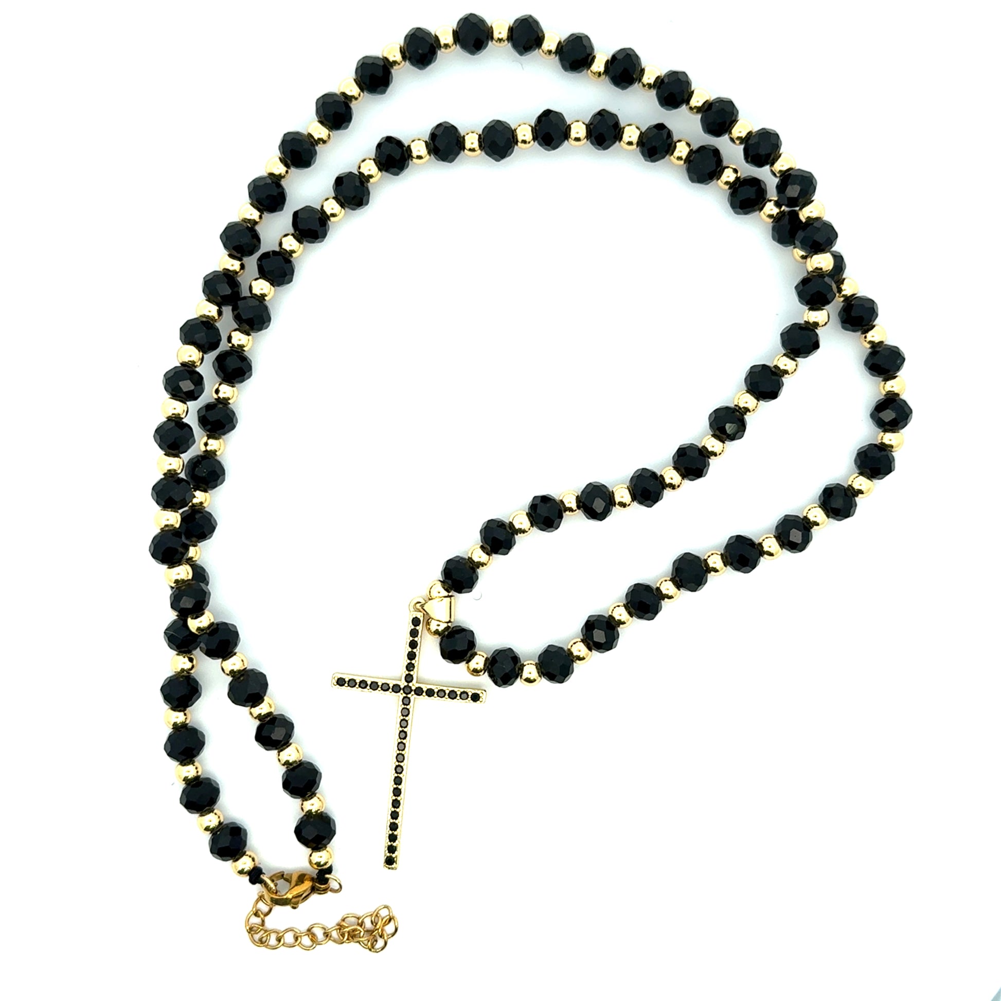 Rozariu barbati cu bile fatetate, pandantiv cruce