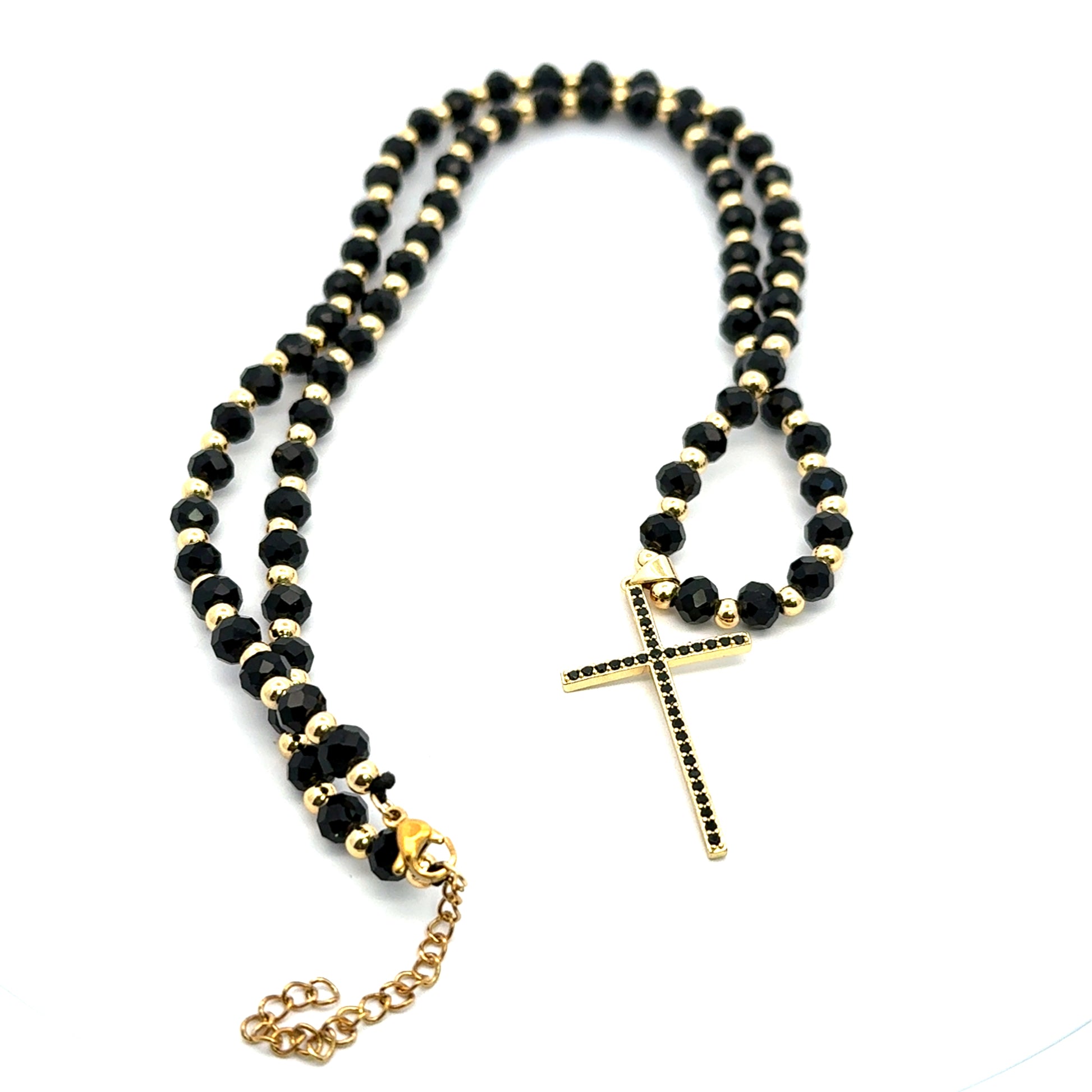 Rozariu barbati cu bile fatetate, pandantiv cruce