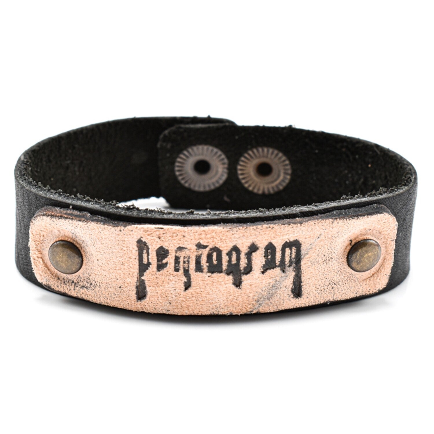 Bratara barbati din piele naturala pentagram