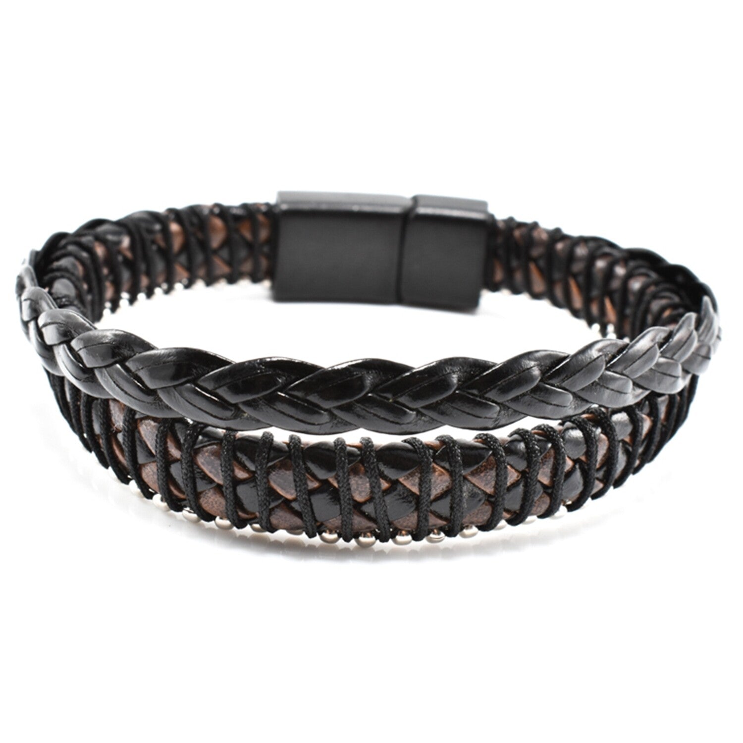 Bratara barbati model împletit din piele naturală