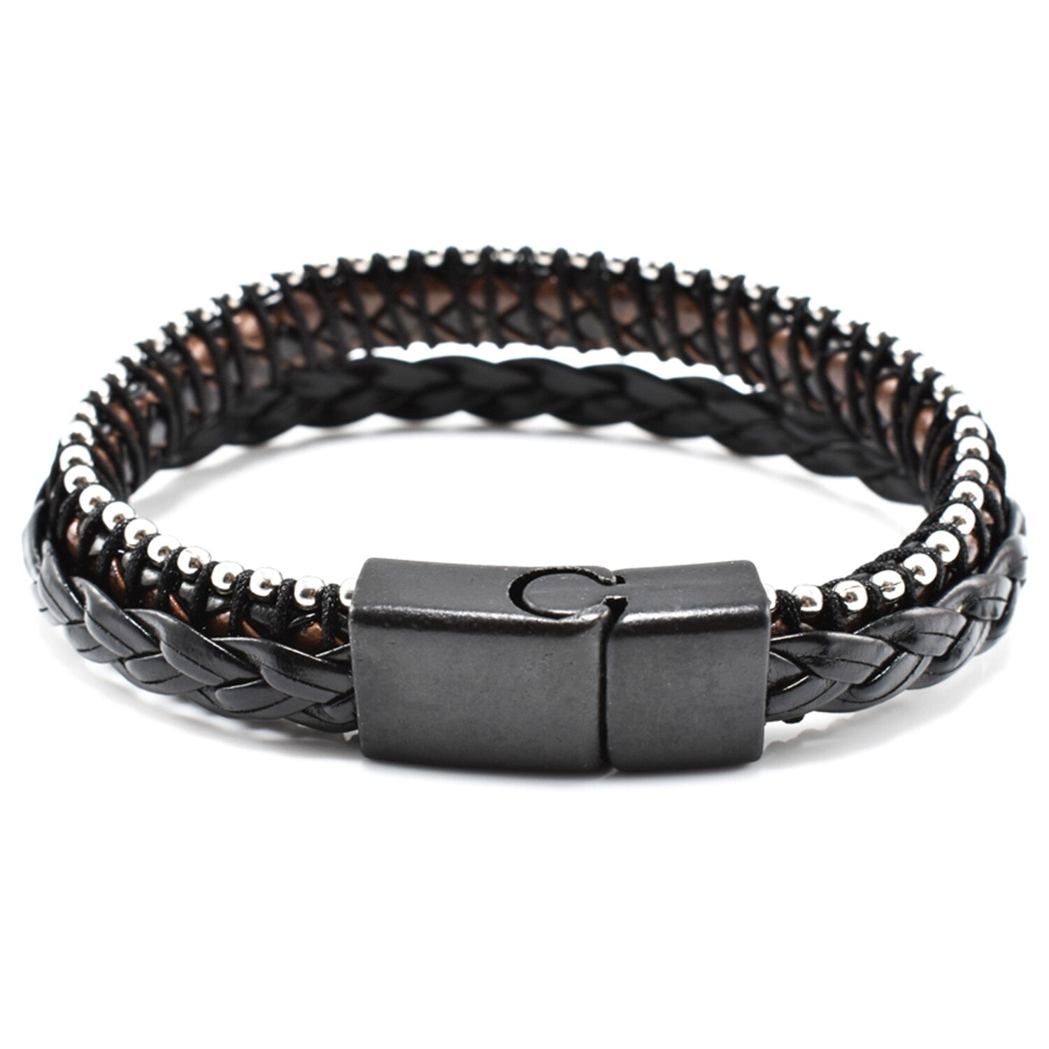 Bratara barbati model împletit din piele naturală