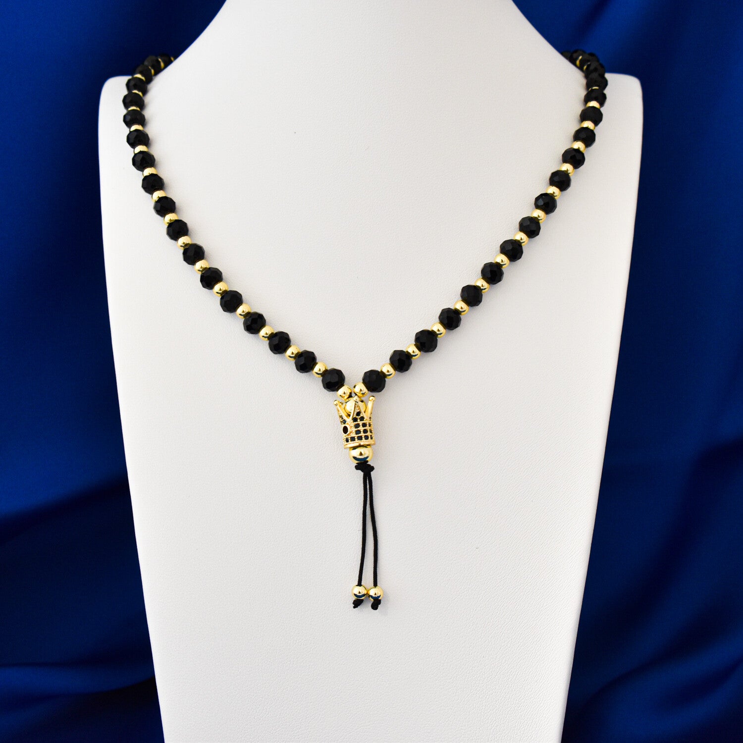 Colier bărbați tip rozariu cu bile fațetate