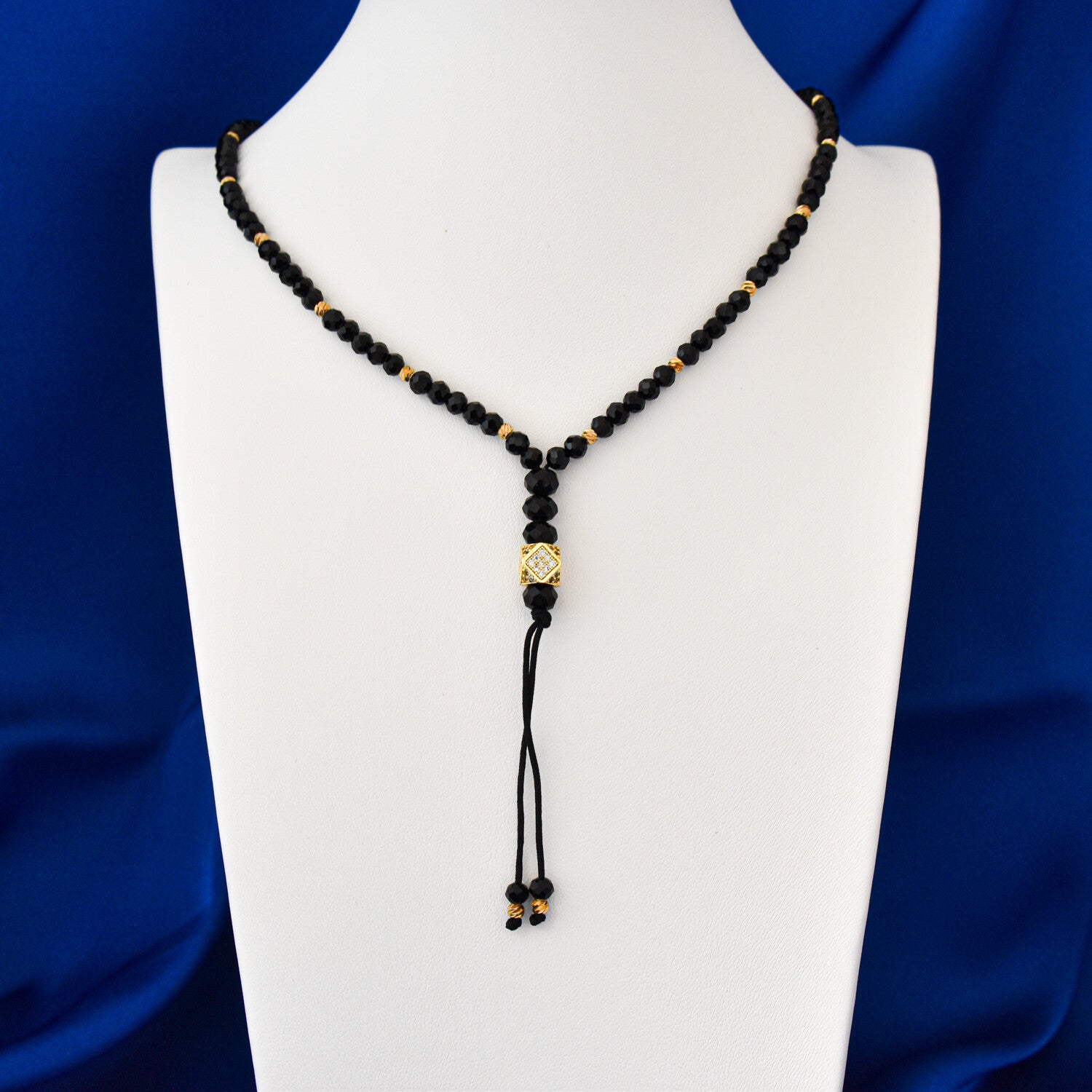 Colier bărbați tip rozariu cu bile fațetate