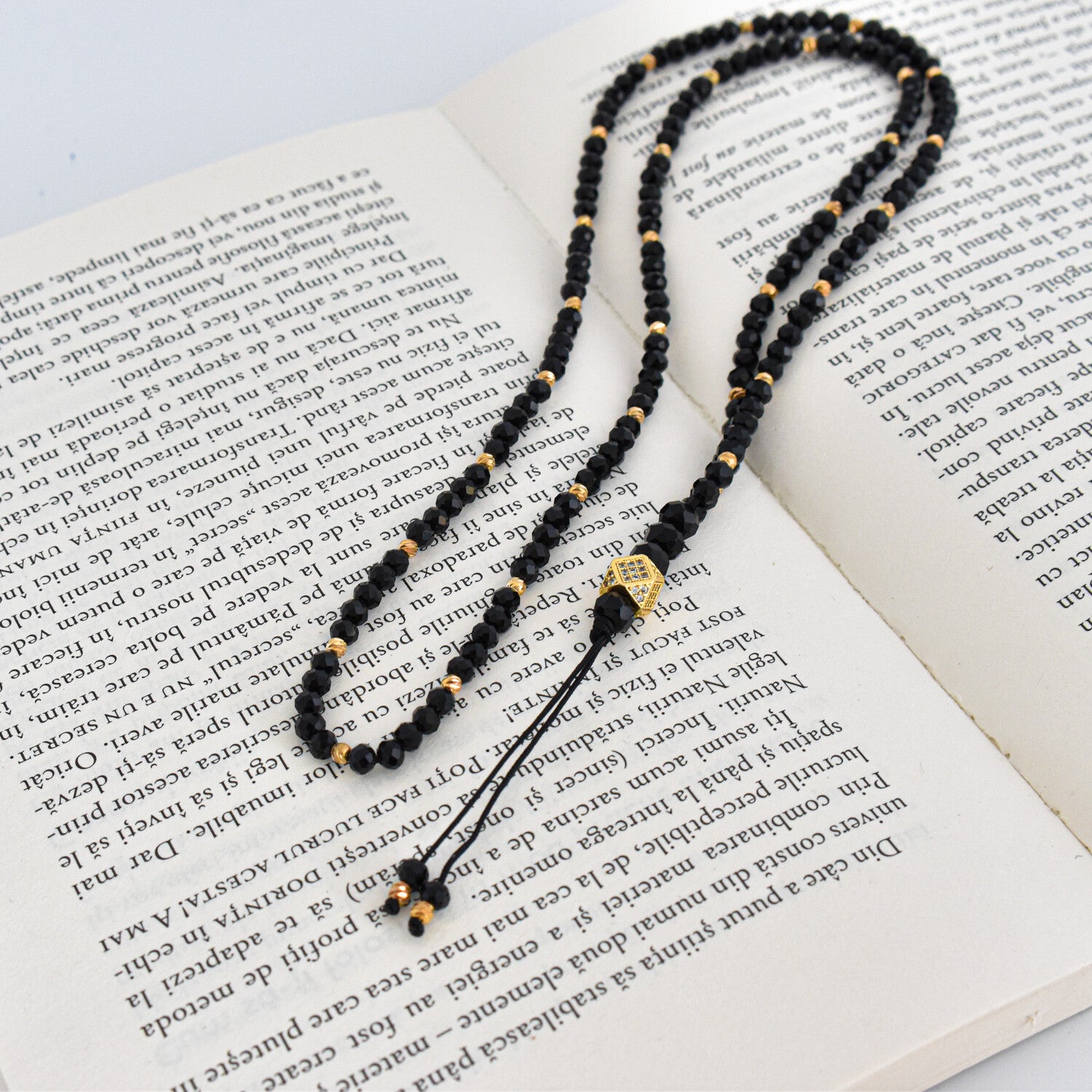 Colier bărbați tip rozariu cu bile fațetate