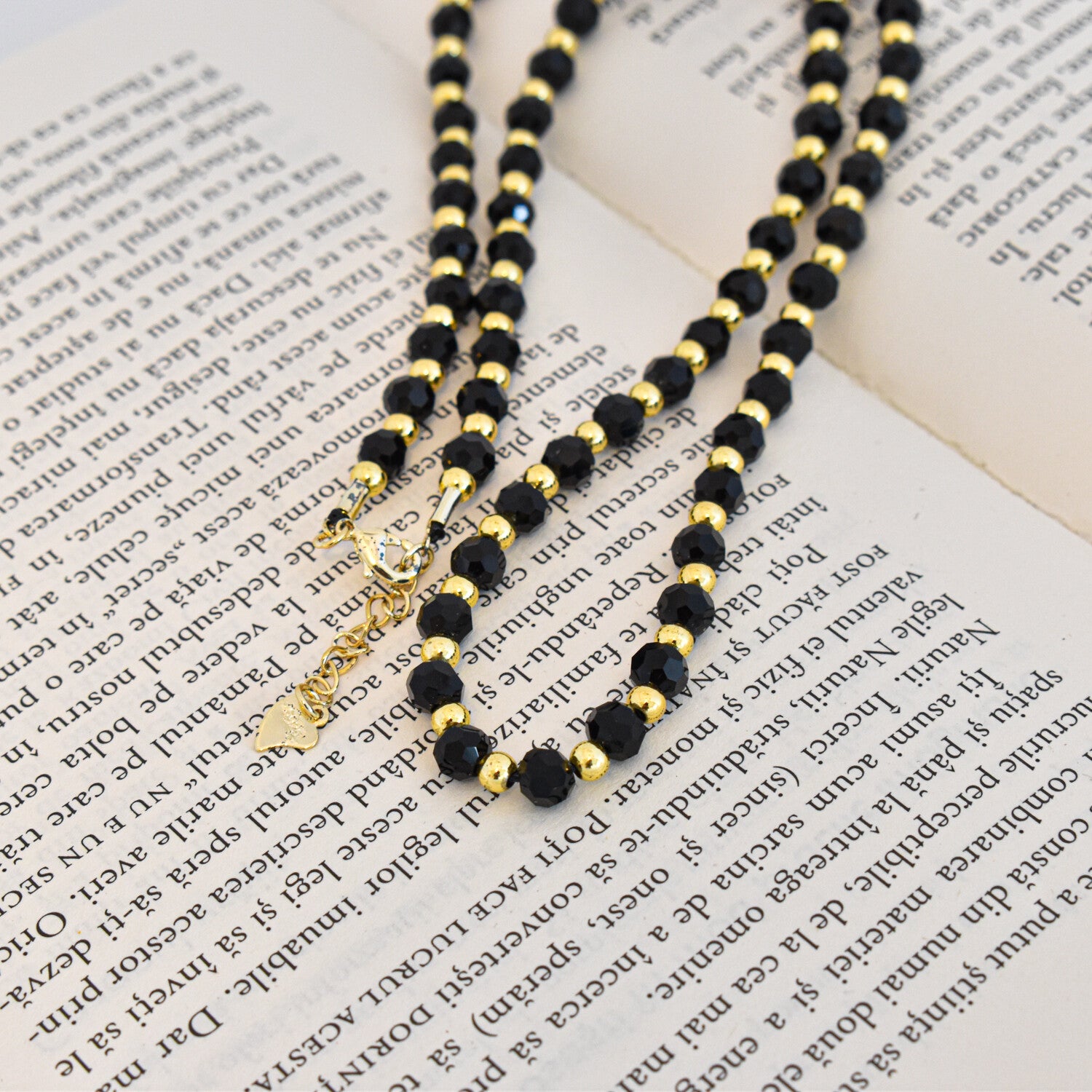 Colier bărbați tip rozariu cu bile fațetate