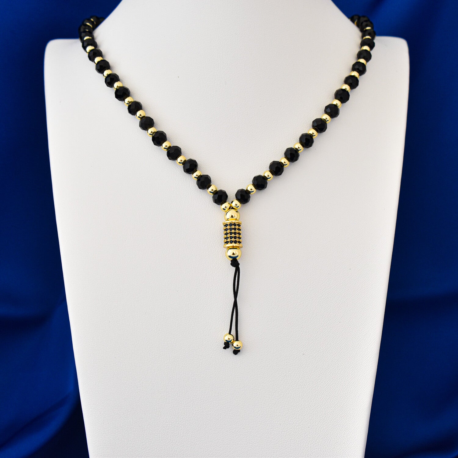 Colier bărbați tip rozariu cu bile fațetate