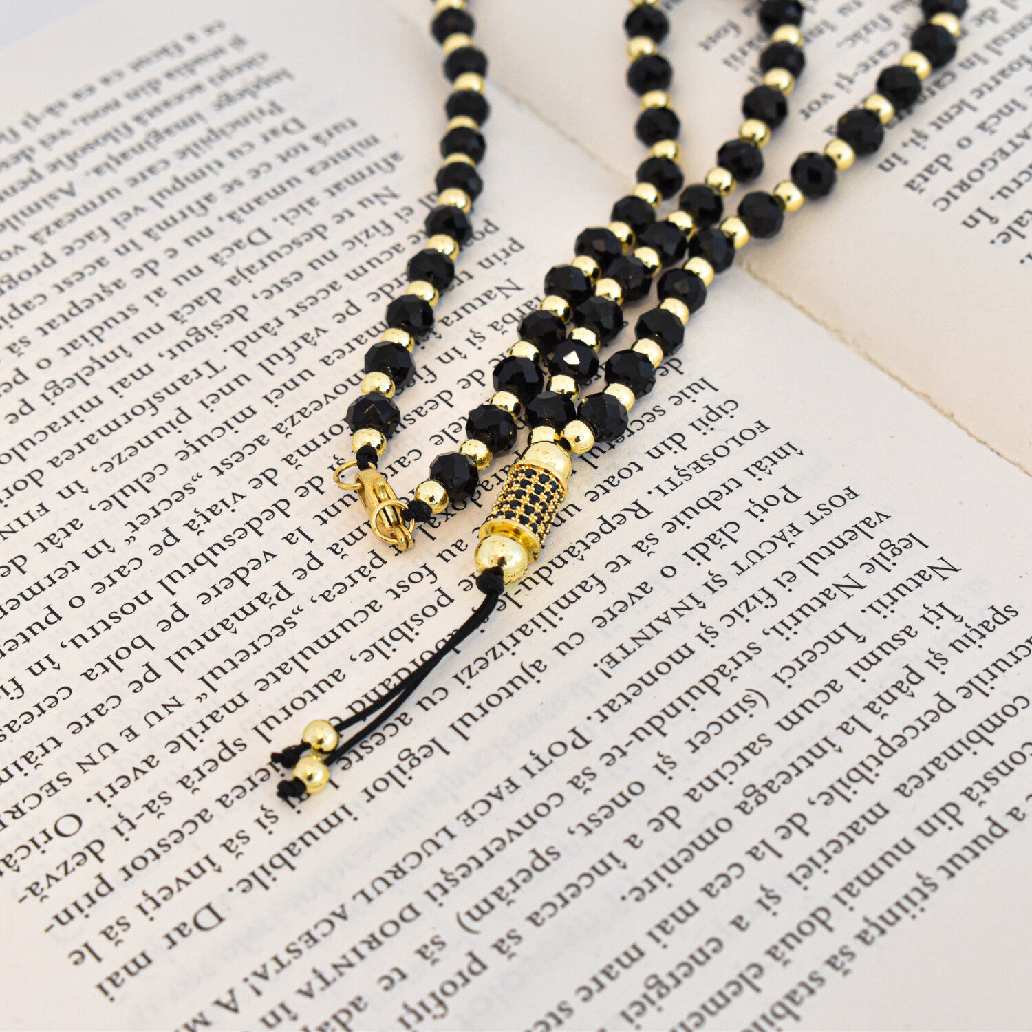 Colier bărbați tip rozariu cu bile fațetate