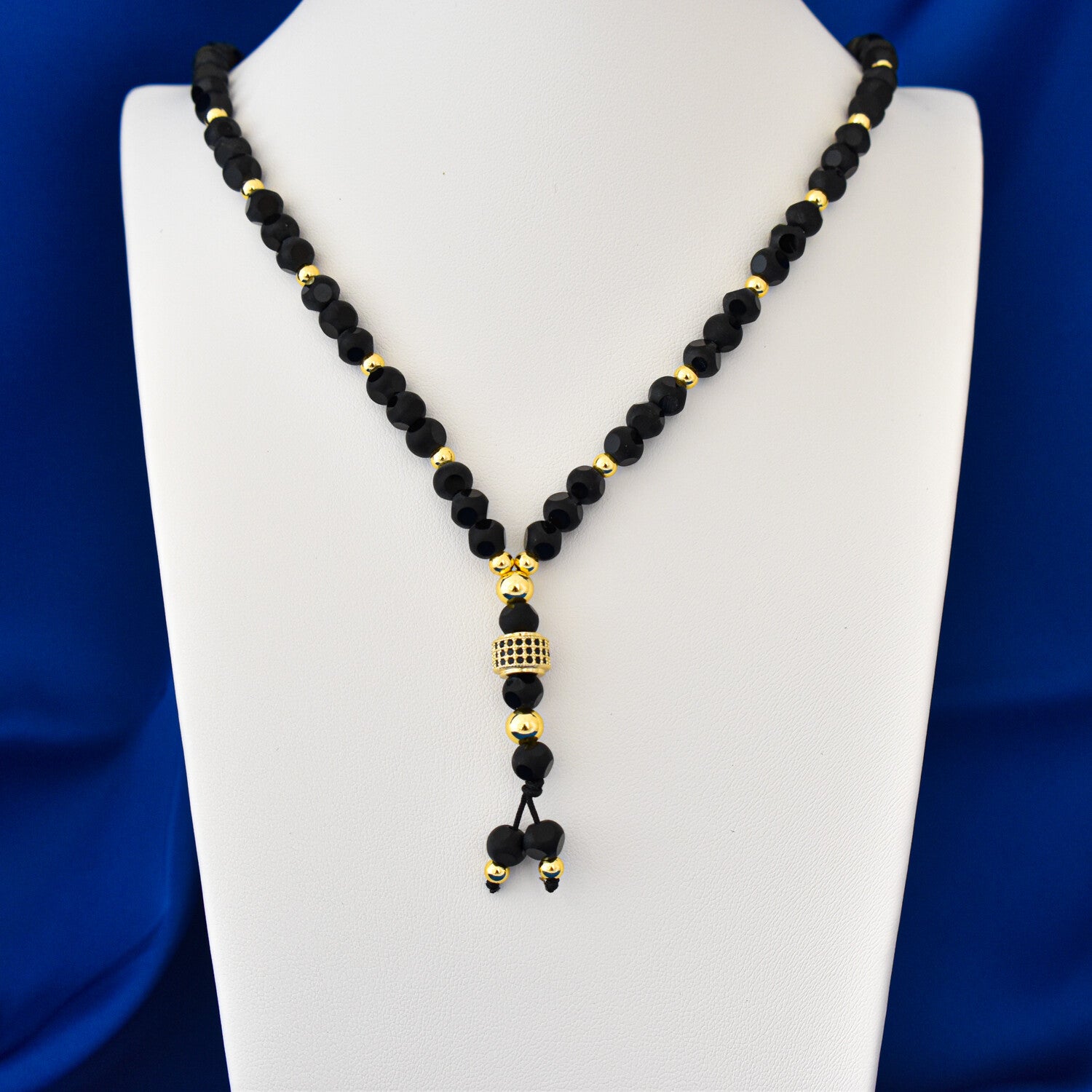 Colier bărbați tip rozariu cu bile fațetate