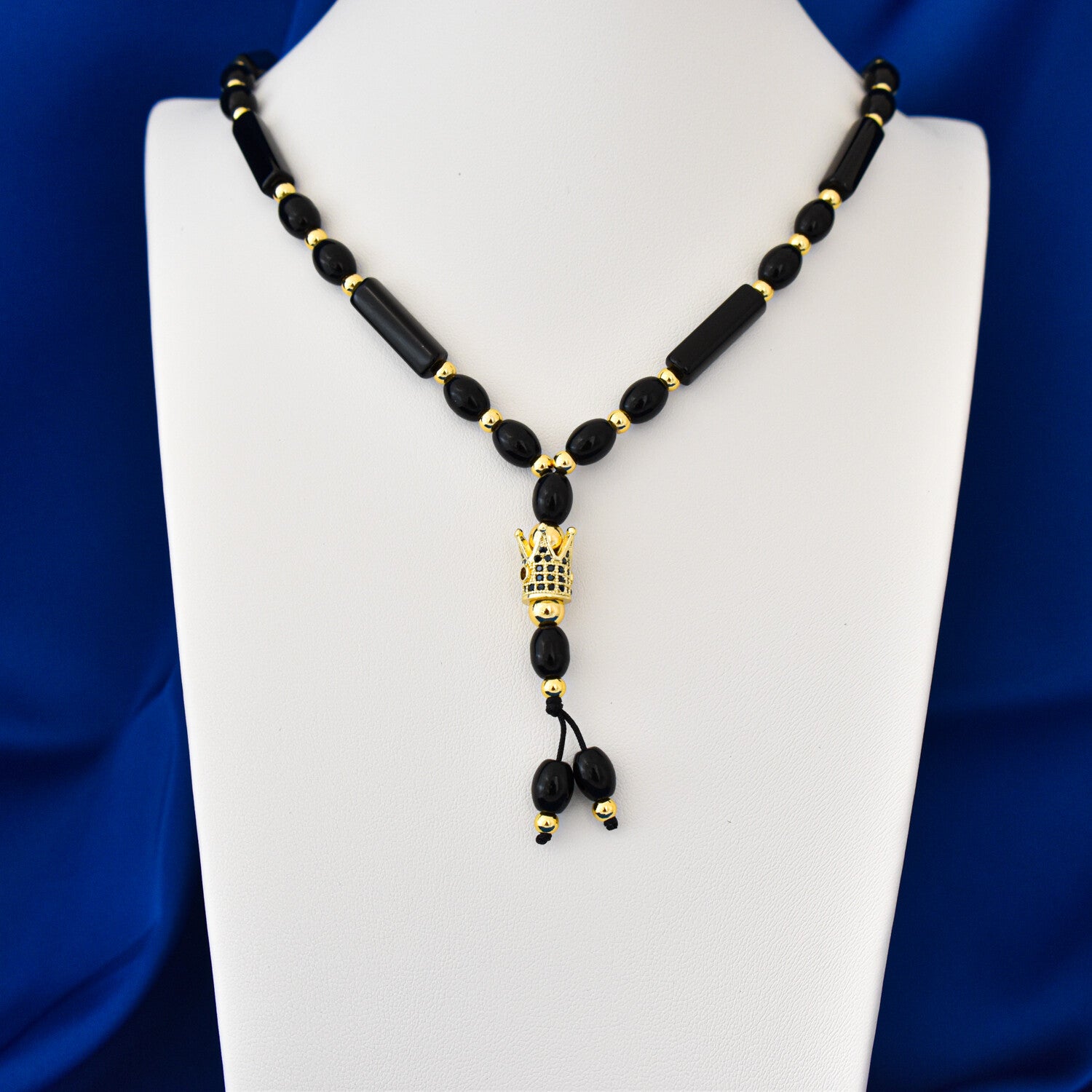 Colier bărbați tip rozariu, pandantiv coroană