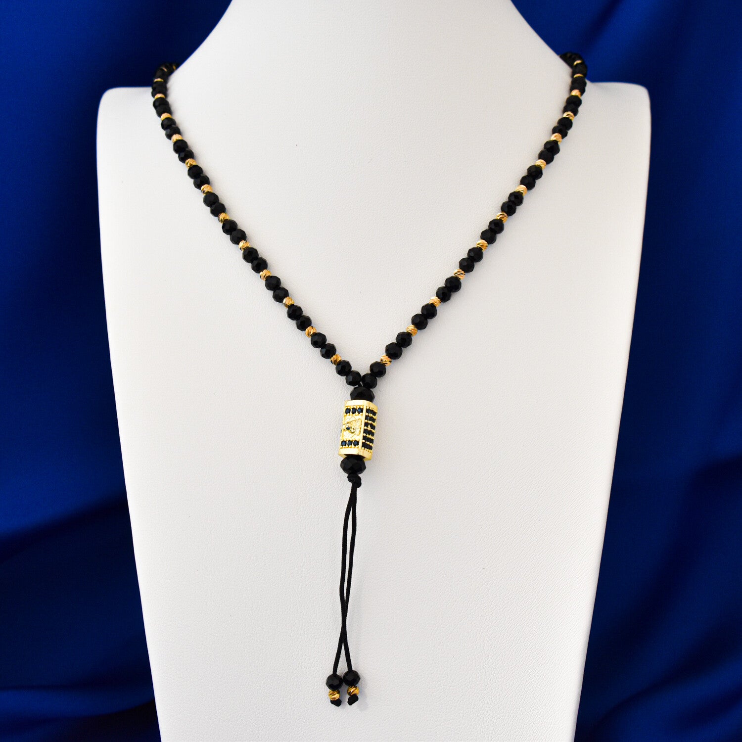 Colier bărbați tip rozariu cu bile fațetate, accesoriu cu cap de leu