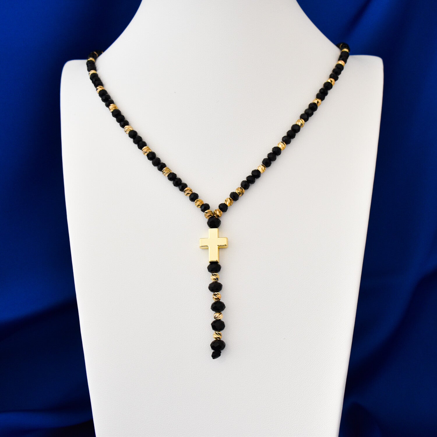 Colier bărbați tip rozariu cu bile fațetate, auriu